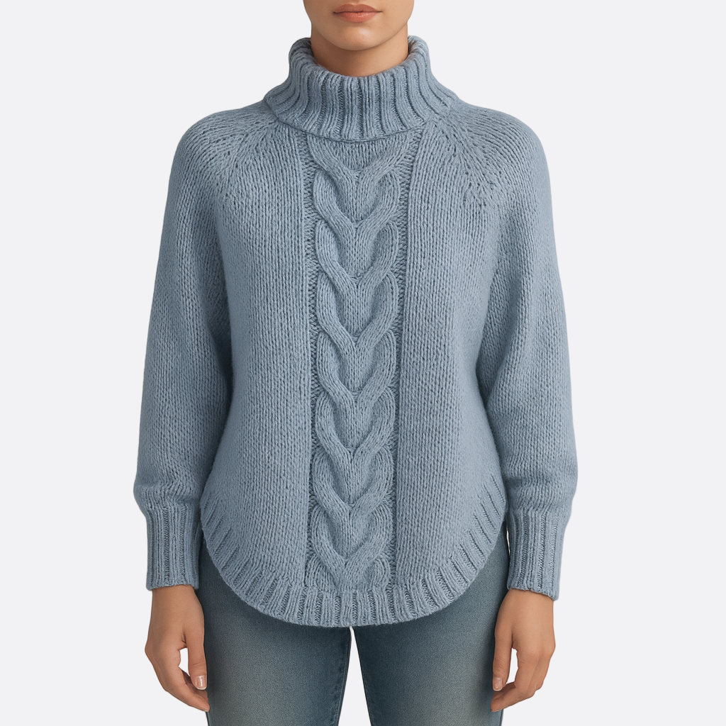 Damen - Pullover - Trichterkragen - Kabelstrick Design - Bequemer und stilvoller Look