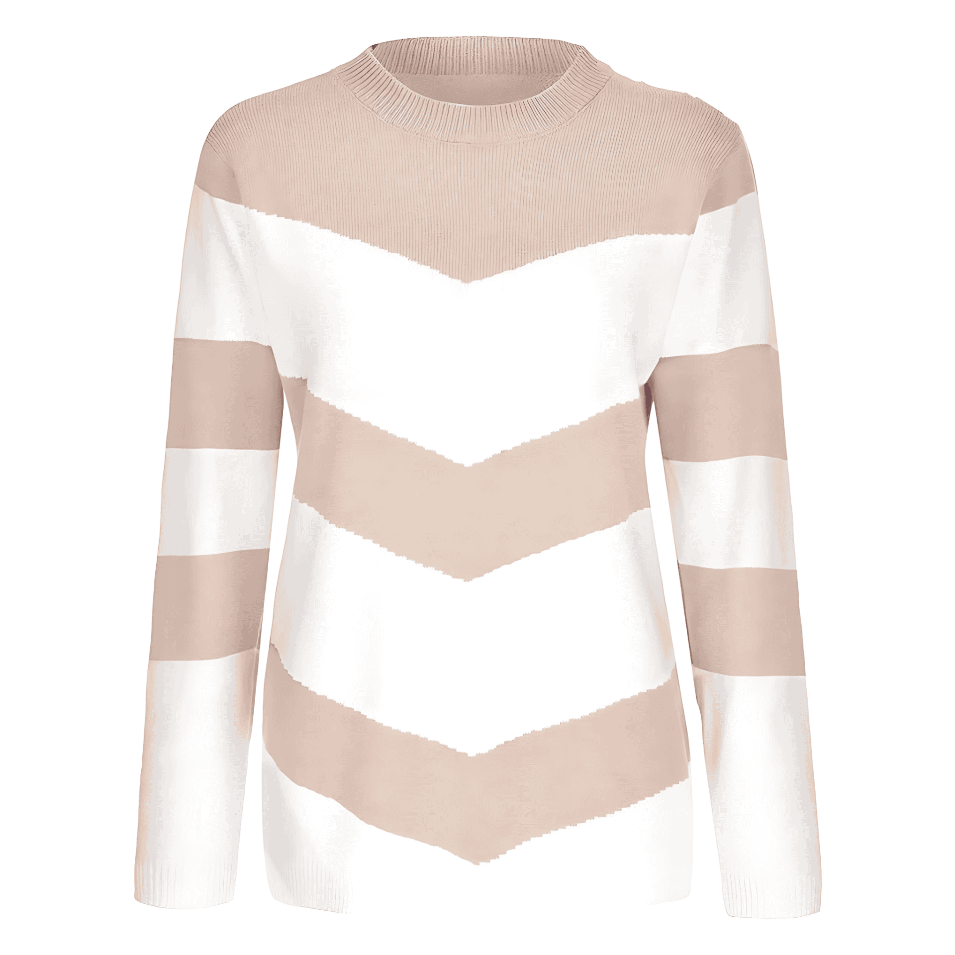 Damen - Pullover mit Chevron-Muster - Rundhalsausschnitt - Stilvoller Komfort für jede Gelegenheit