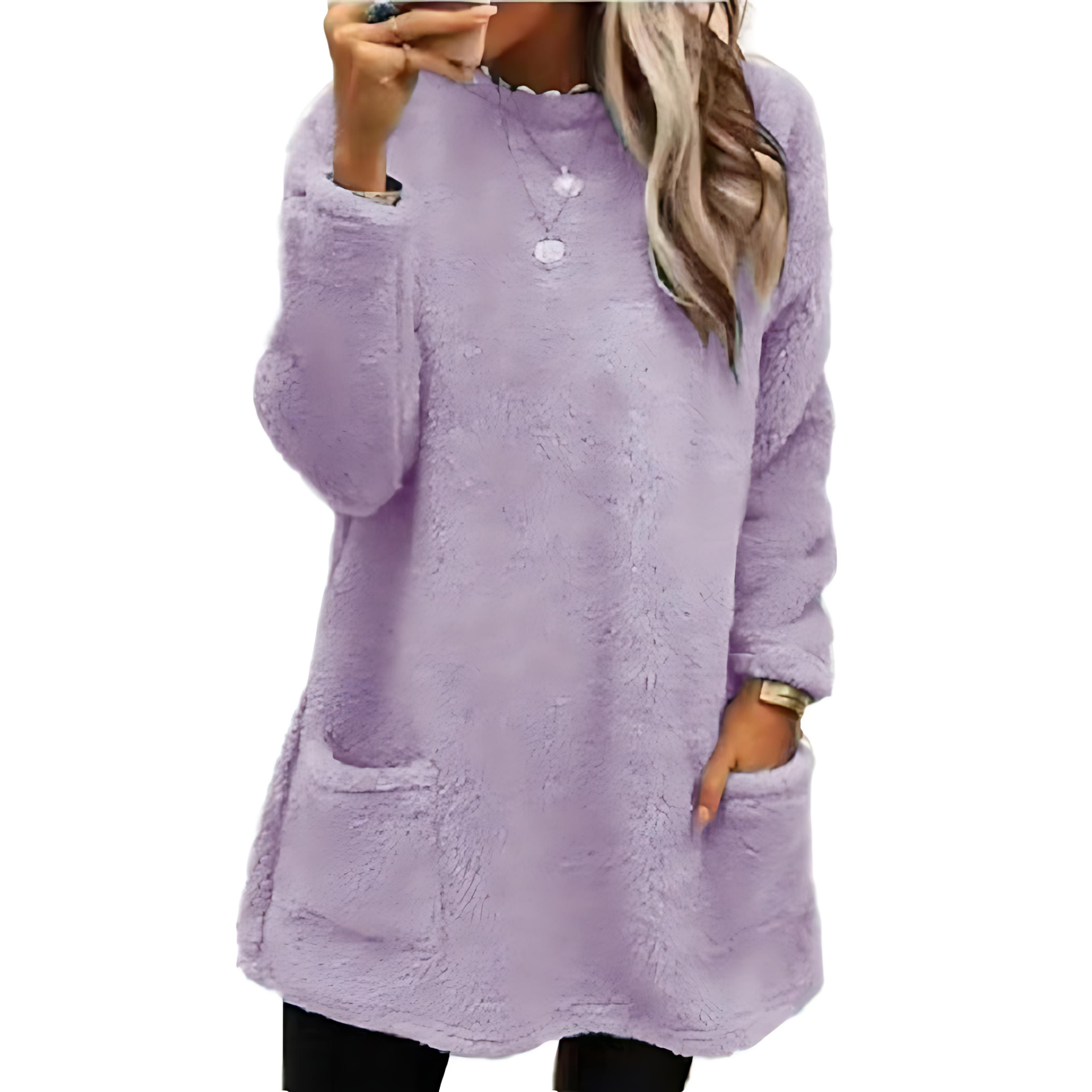 Damen - Pullover mit Taschen - Fleece - Weit geschnittener