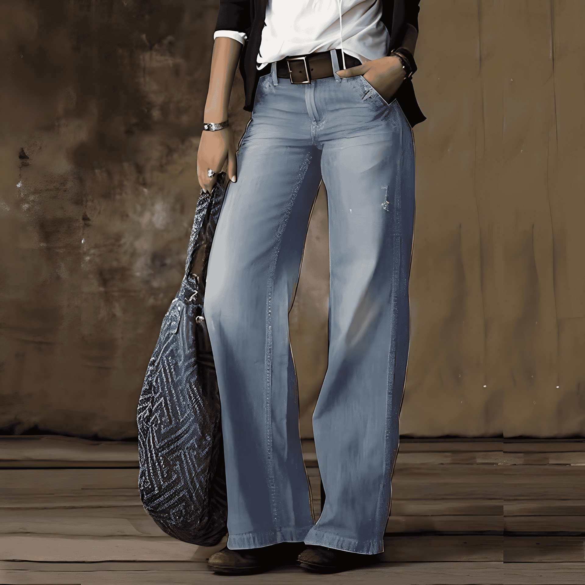Damen - Retro Jeans - Weitem Bein - Bequeme Passform - Trendy Mode für einen entspannten Look