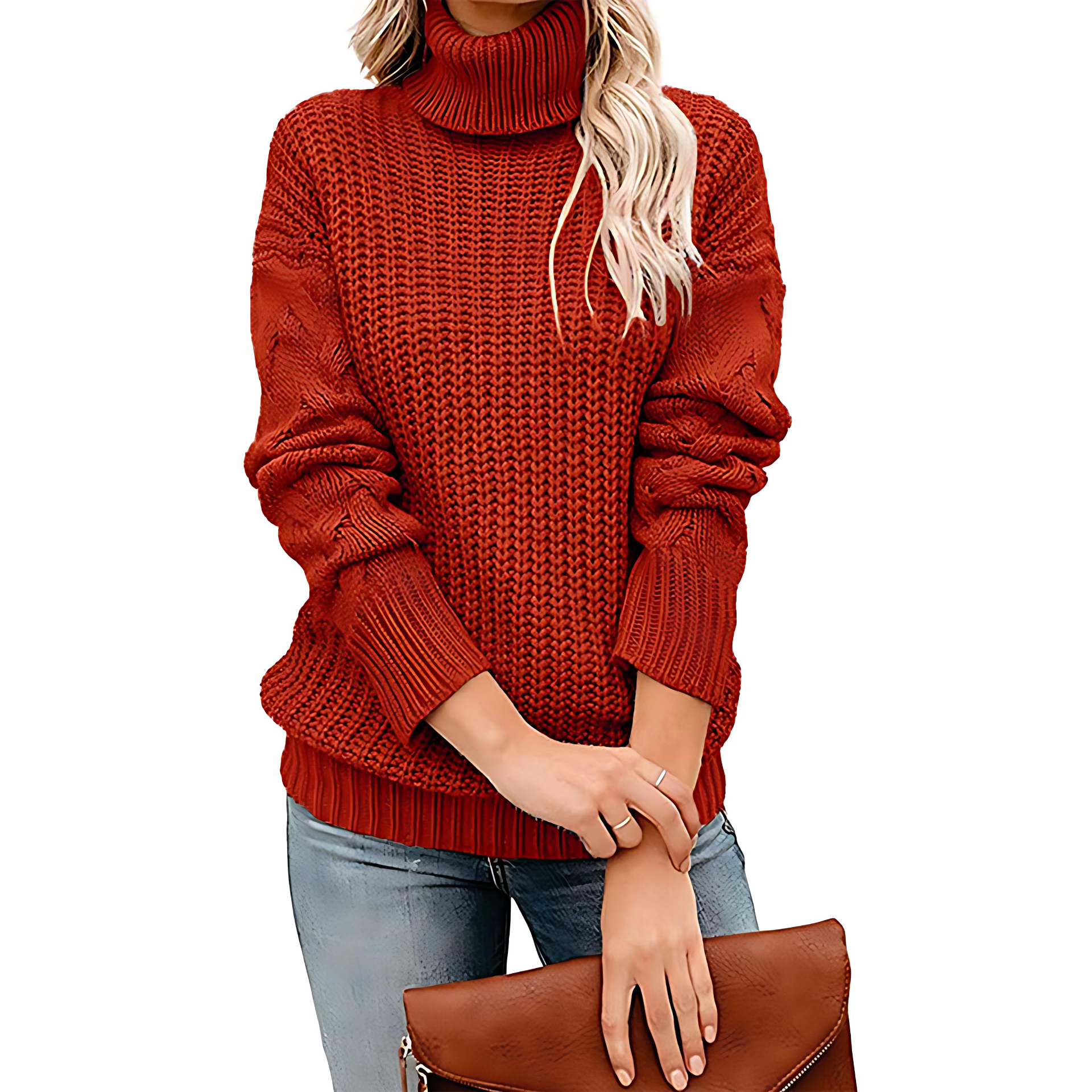 Damen - Rollkragenpullover - Grobstrick - Bequemer, gemütlicher Stil für kühle Tage