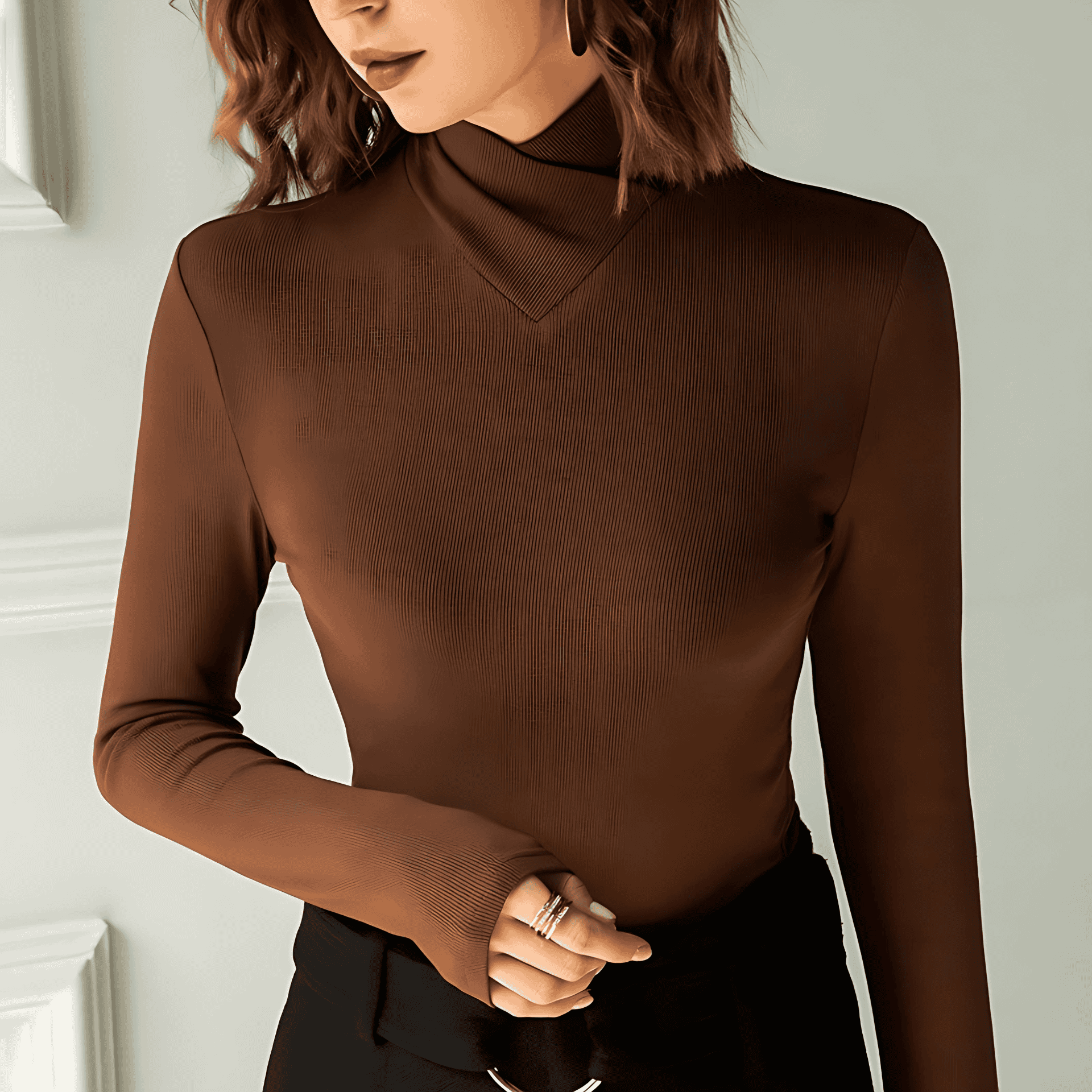 Damen - Rollkragenpullover - Schmaler Schnitt - Gerippter Ausschnitt - Stilvoller Pullover für jede Gelegenheit