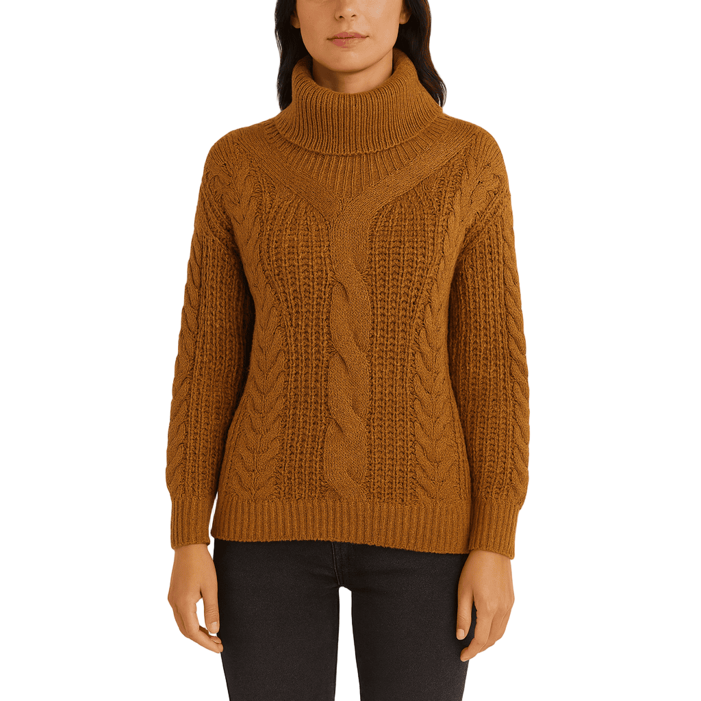 Damen - Rollkragenpullover - Wollgemisch - Zopfmuster - Oversized Fit für ultimativen Komfort und Stil