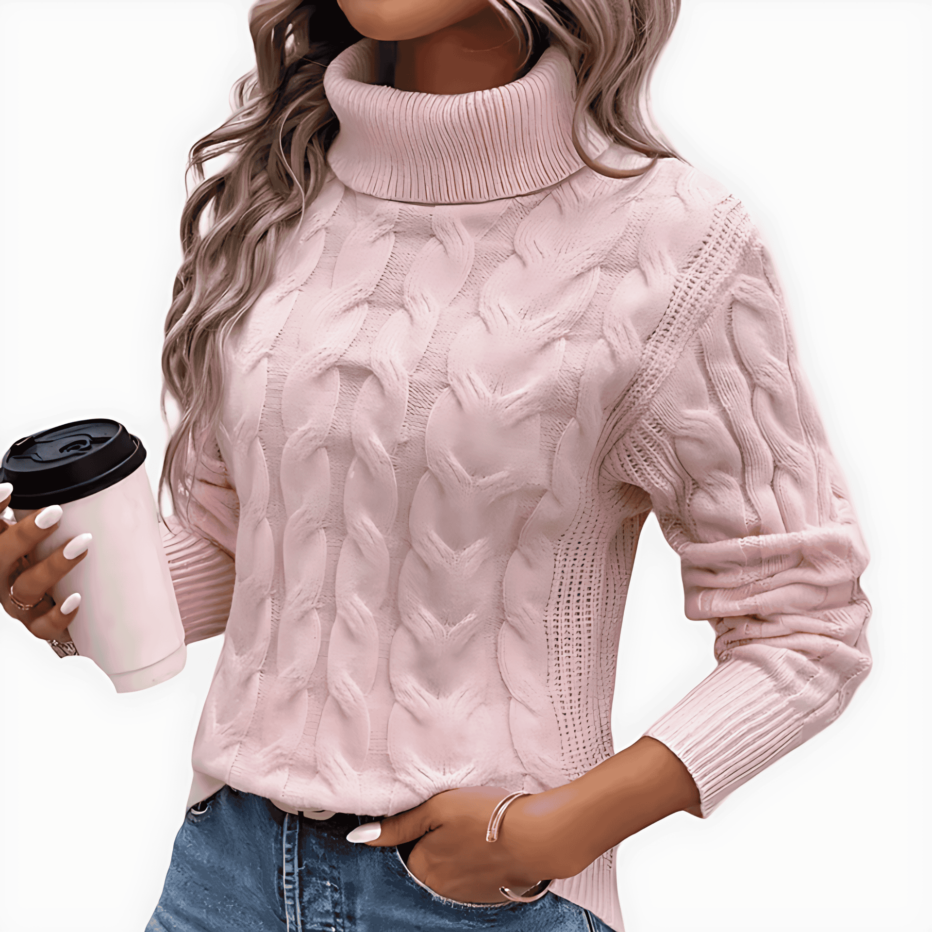 Damen - Rollkragenpullover - Zopfstrick - Eleganter und bequemer Stil für kühle Tage
