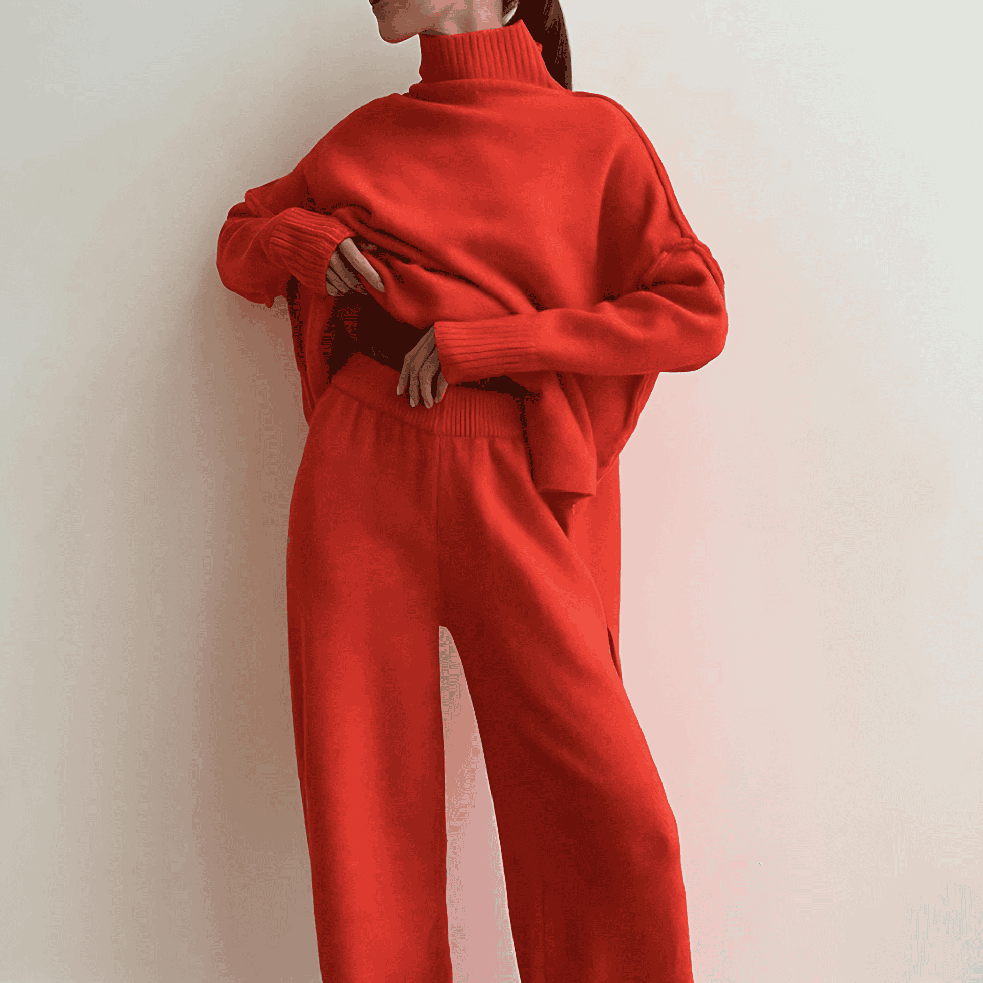 Damen - Rollkragenpullover Set - Kuscheligem Stoff - Perfekt für stilvolle - Warme Looks