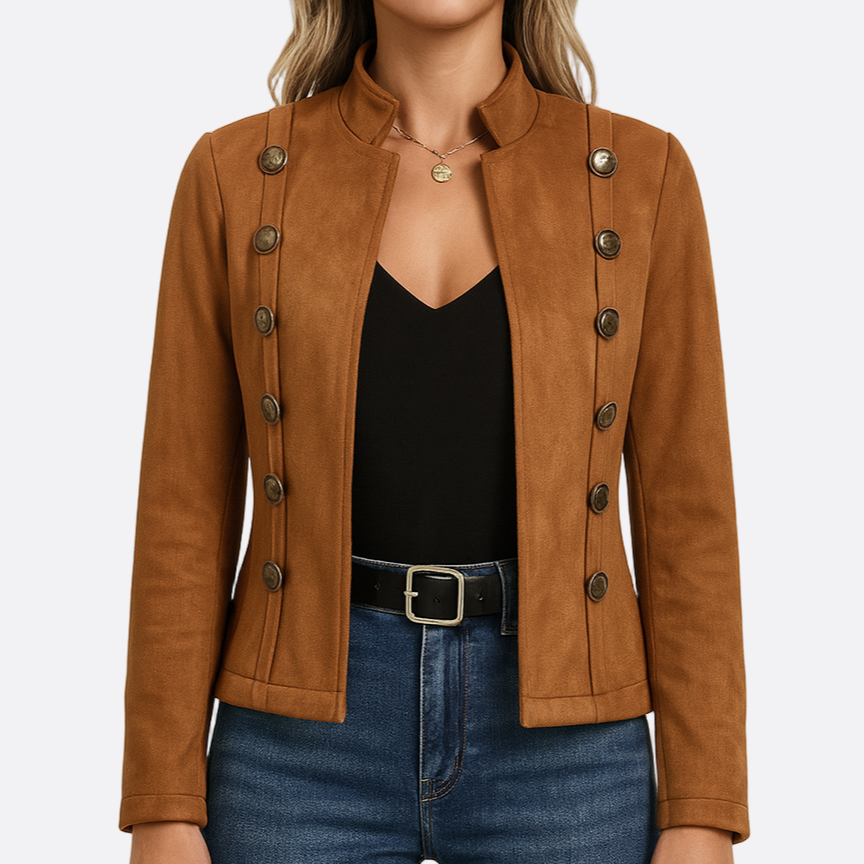 Damen - Samt Jacke - Hirschleder - Maßgeschneiderter Zweireiher - Elegante Mode für jeden Anlass