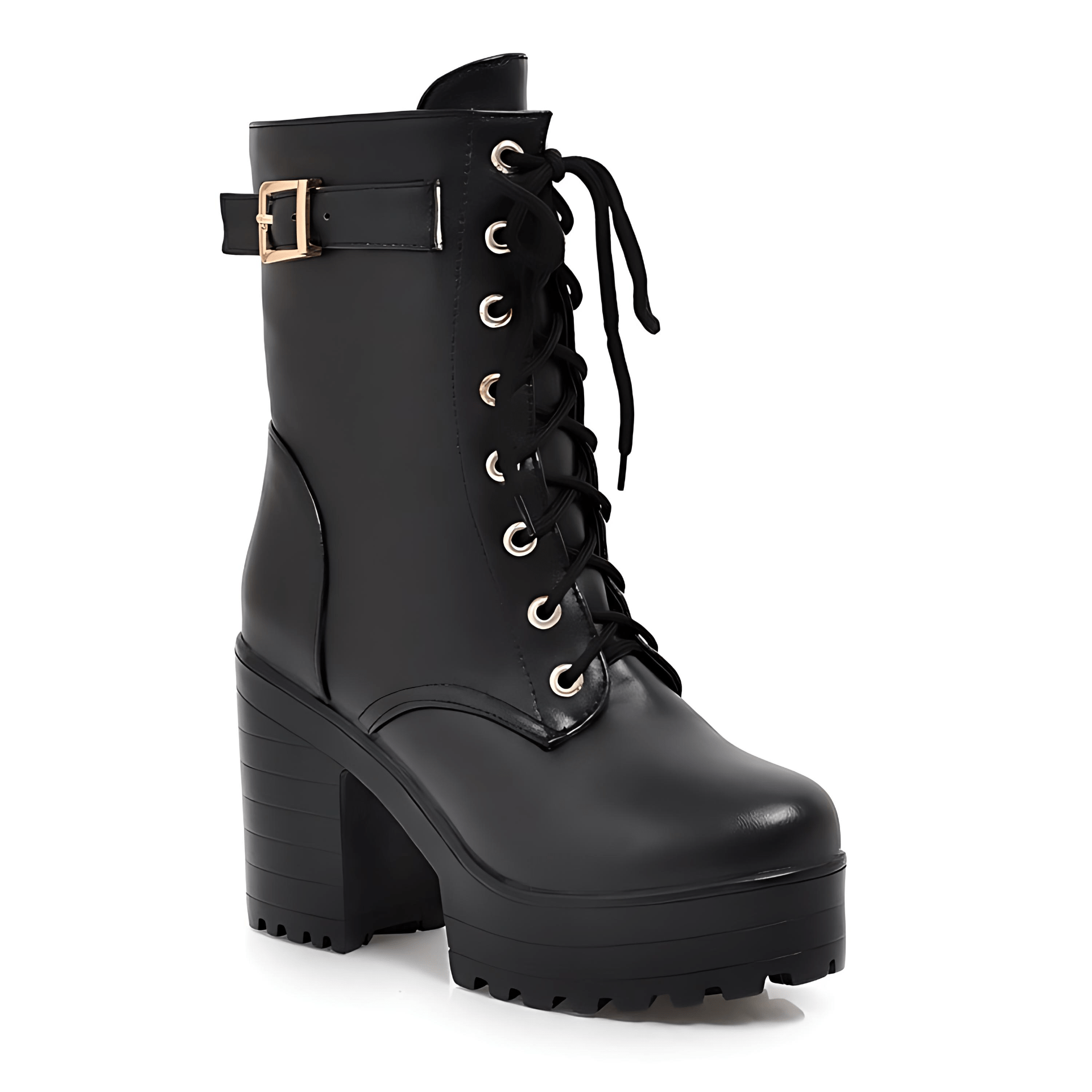 Damen - Stiefel - Schnürstiefel mit Schnalle - Bequeme Stiefel für Jeden Anlass