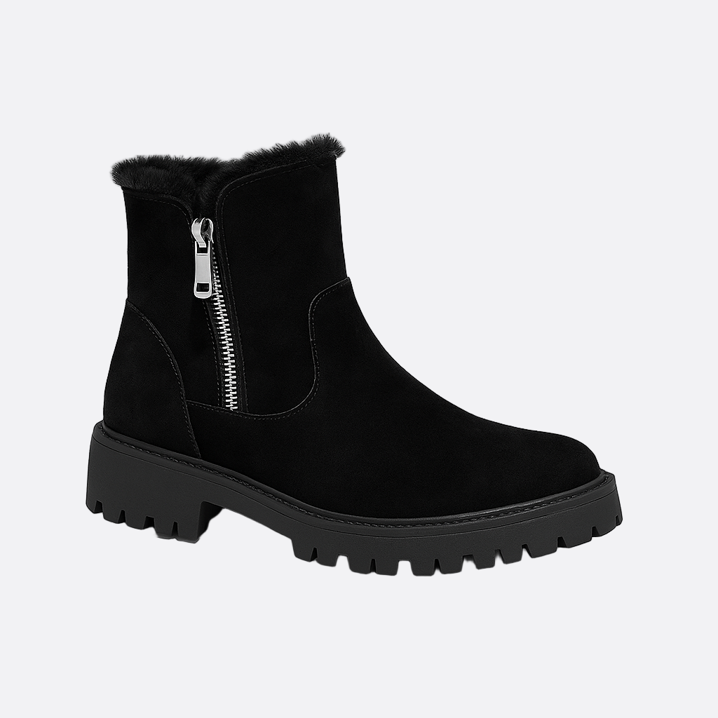 Damen - Stiefelette - Warmem Wildleder - Seitlicher Reißverschluss für lässigen Stil