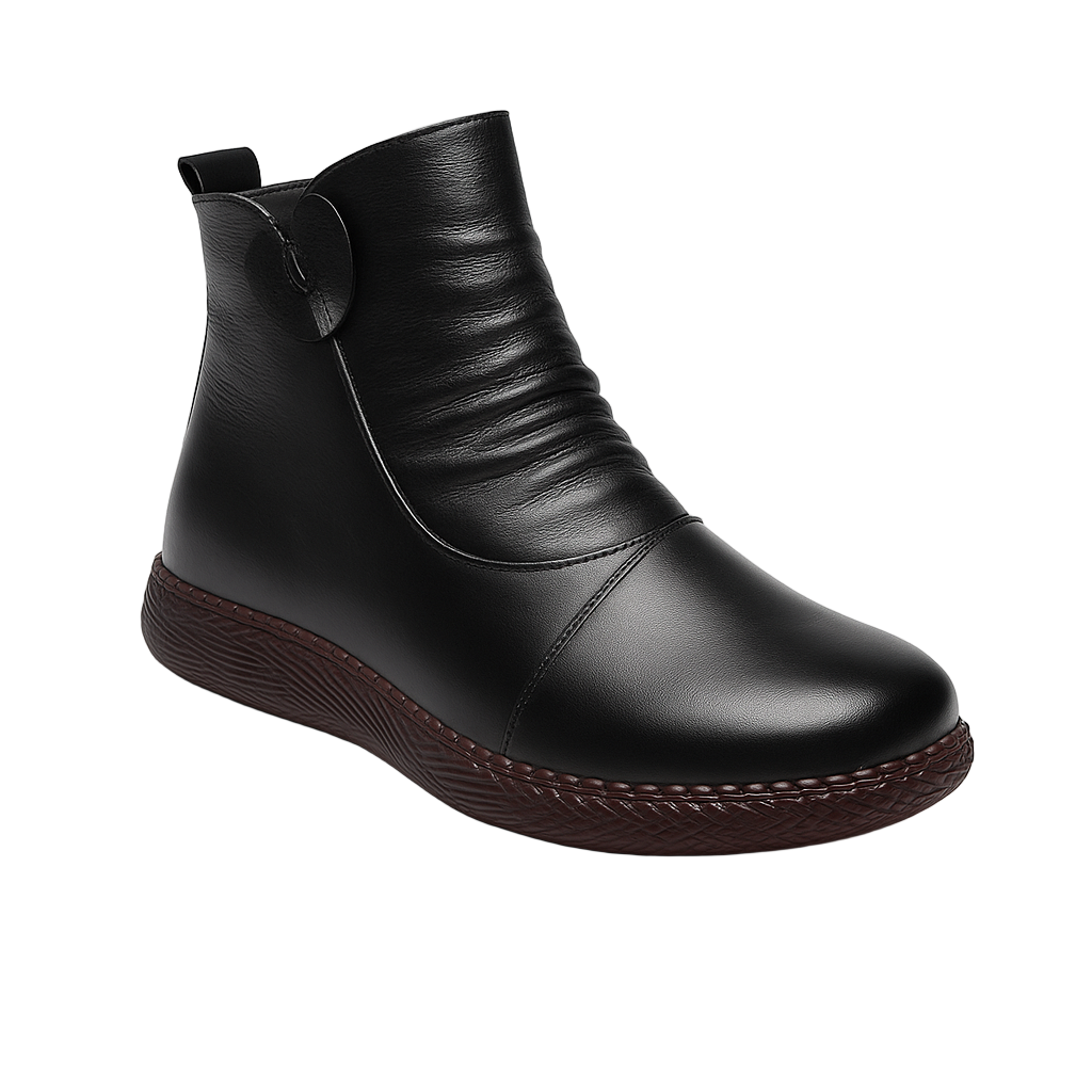 Damen - Stiefeletten aus Kunstleder mit gerüschter Front - Trendy und komfortabel für jeden Anlass