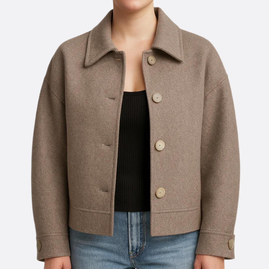 Damen - Stilvolle Jacke - Hochwertige Wollmischung - Übergroße Passform - Elegante Mode für jeden Anlass