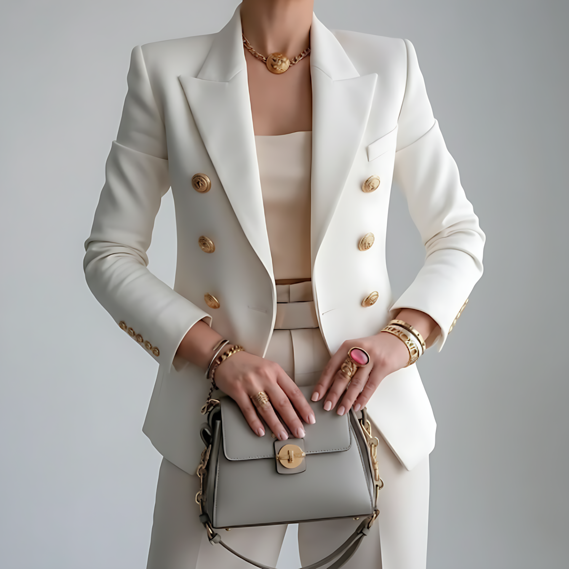 Damen - Stilvolle doppelreihige Blazer Jacke - Eleganter Schnitt - Perfekt für Büro und Freizeit