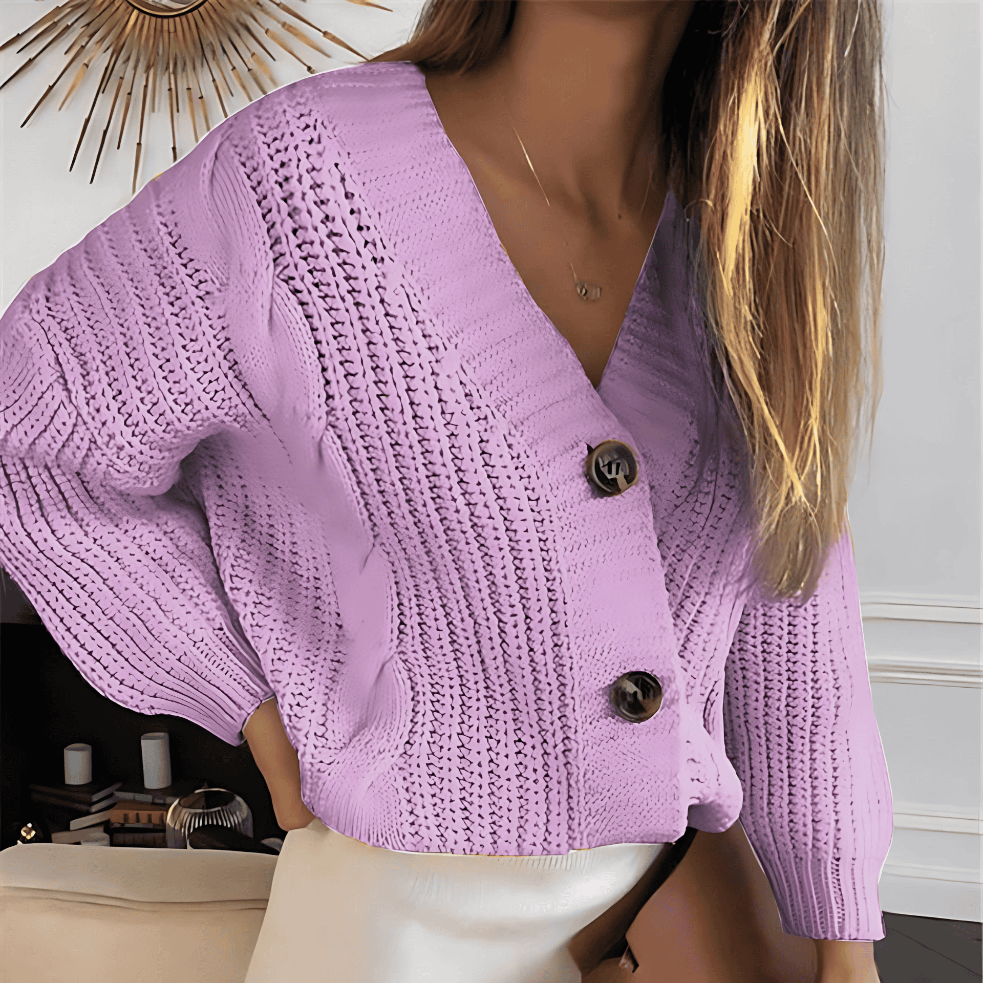 Damen - Strickjacke - Übergröße - Zierknöpfen - Stilvoll und Bequem für Jeden Anlass