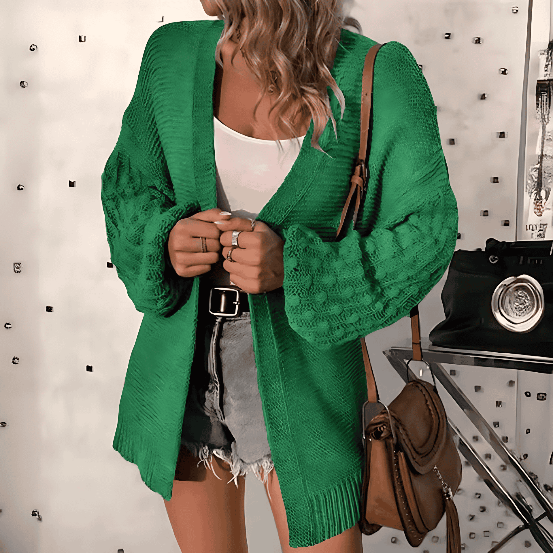 Damen - Strickjacke - Voluminösen Ärmeln - Bequem und stylisch für jeden Anlass