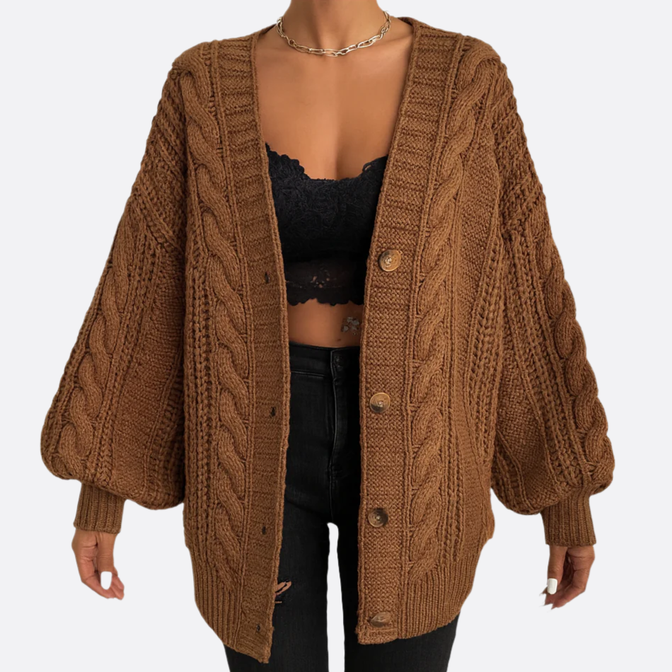 Damen - Strickjacke - Zopfmuster - Weiche und Gemütliche Strickmode für Jeden Anlass