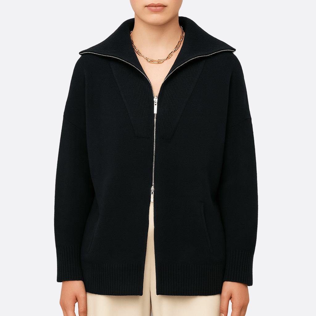 Damen - Strickjacke in Übergröße - Wolle - Reißverschluss - Bequeme und stilvolle Oberbekleidung