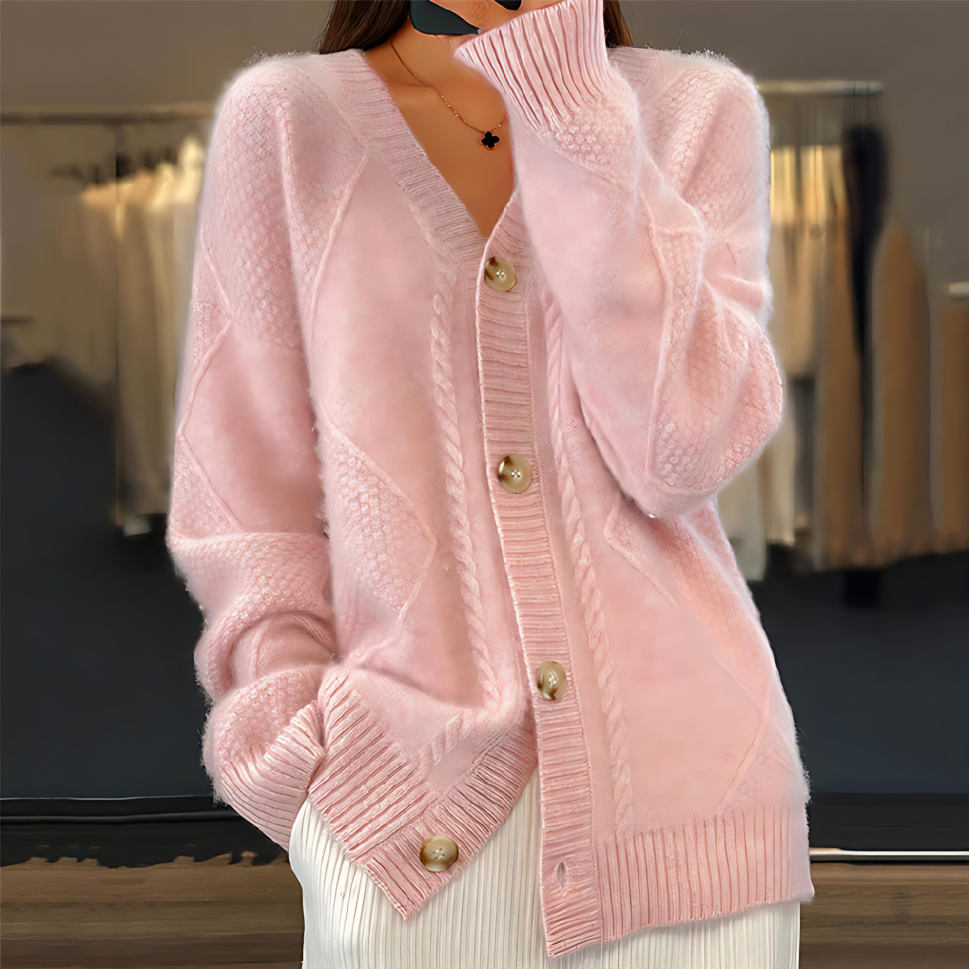Damen - Strickjacke mit langen Ärmeln - Knopfleiste - Bequeme und stilvolle Strickmode