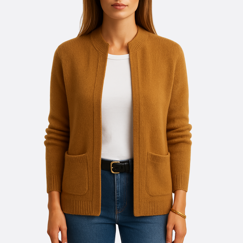 Damen - Strickjacke mit offener Vorderseite - Wollmischung  - Bequeme und stilvolle Übergangsjacke