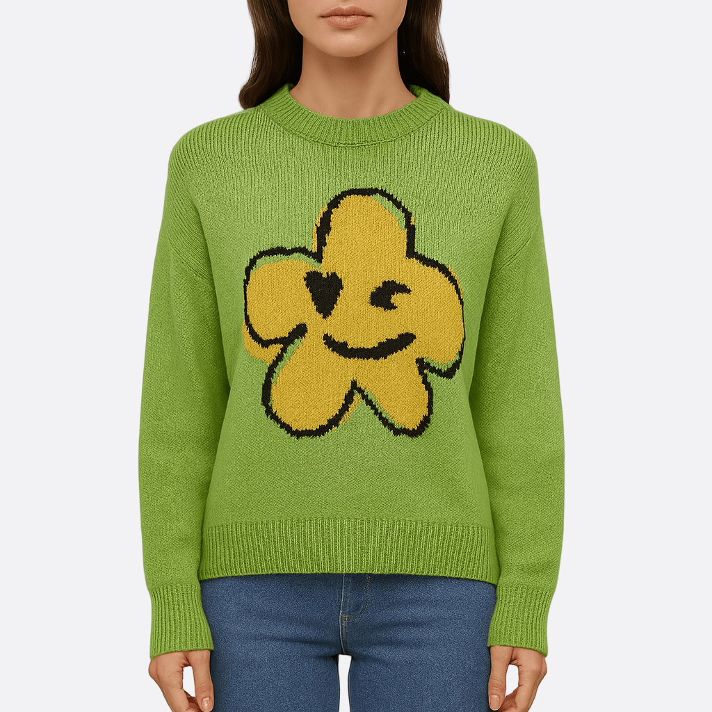Damen - Strickpullover - Baumwollmischung - Florales Design - Bequemer, atmungsaktiver Pullover für stilvolle Looks