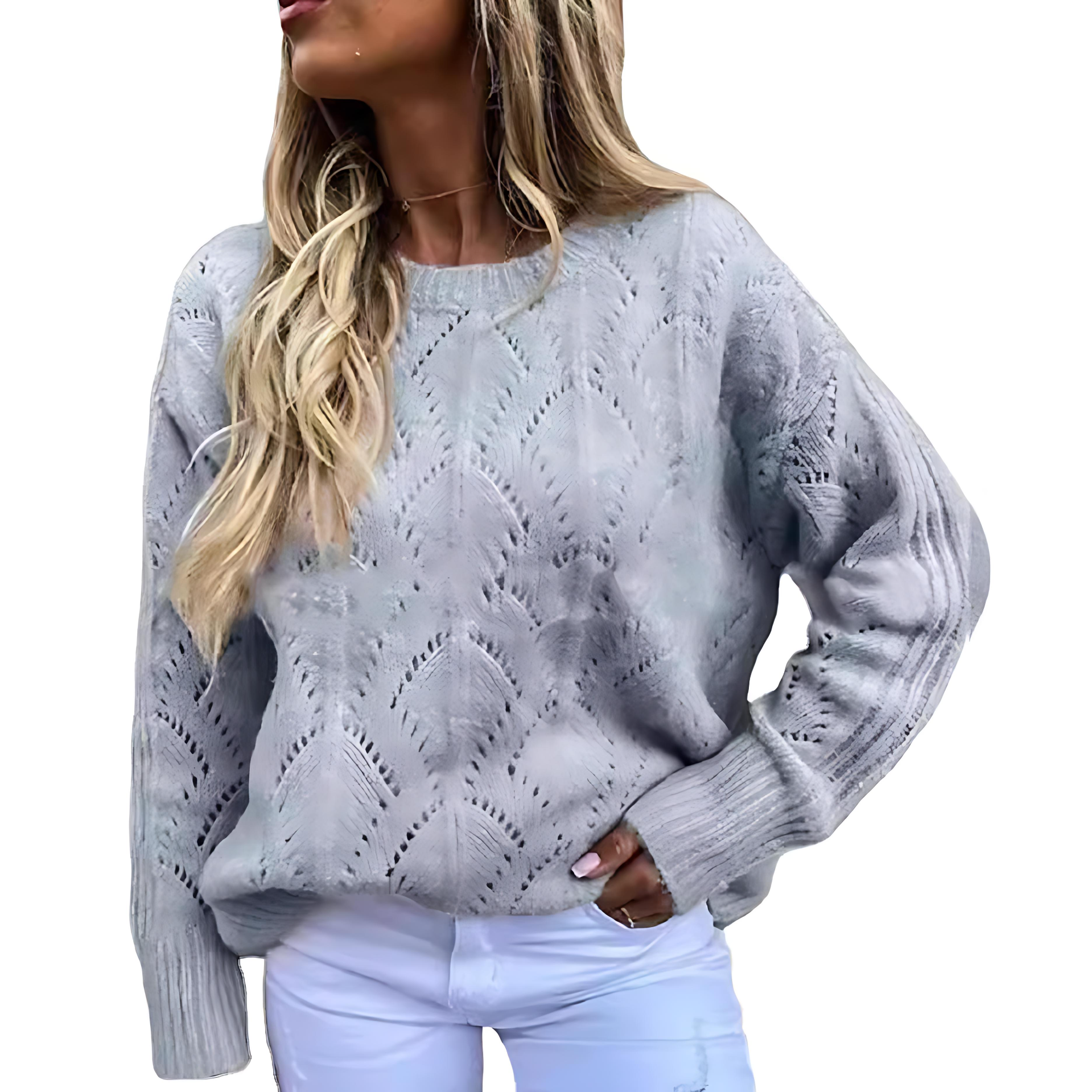 Damen - Strickpullover - Feines Spitzenmuster - Eleganter und bequemer Pullover für jede Gelegenheit
