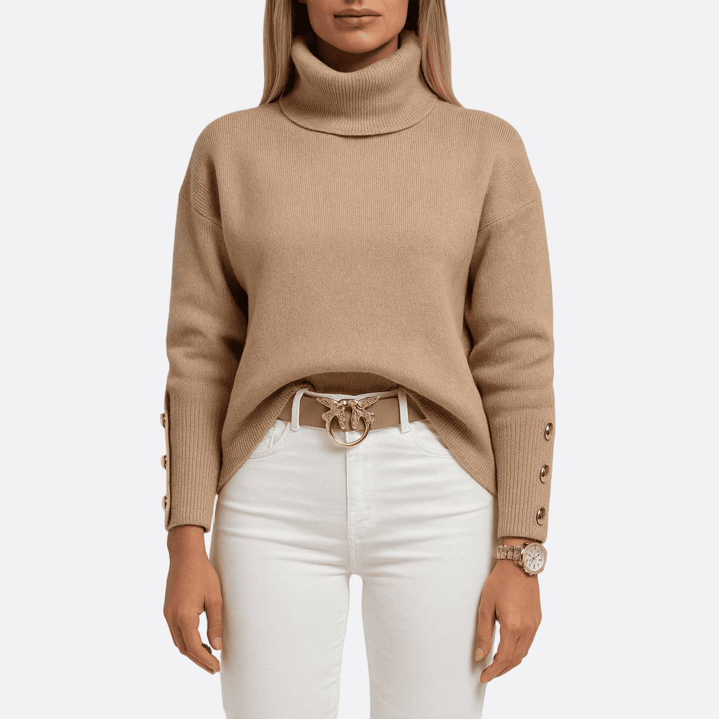 Damen - Strickpullover mit Rollkragen - Weichem Stoff - Bequemer Stil für jede Gelegenheit