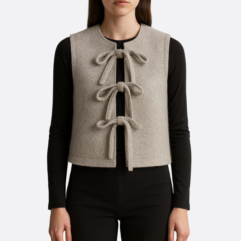 Damen - Strickweste - Wolle - Krawatte vorne - Modischer, bequemer Look für jeden Anlass