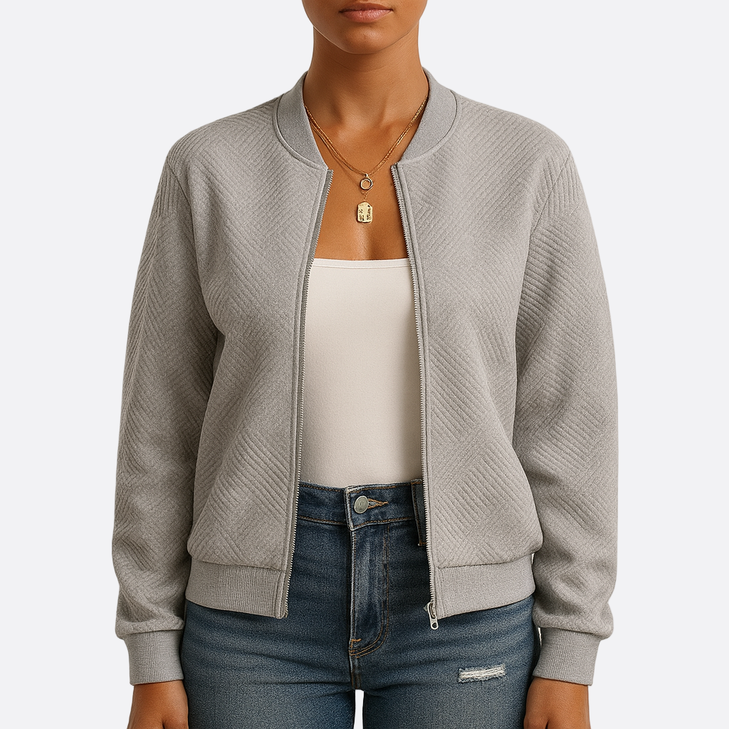 Damen - Strukturierte Bomberjacke - Weichem Material - Lässiger Stil - Modische Jacke für den Alltag