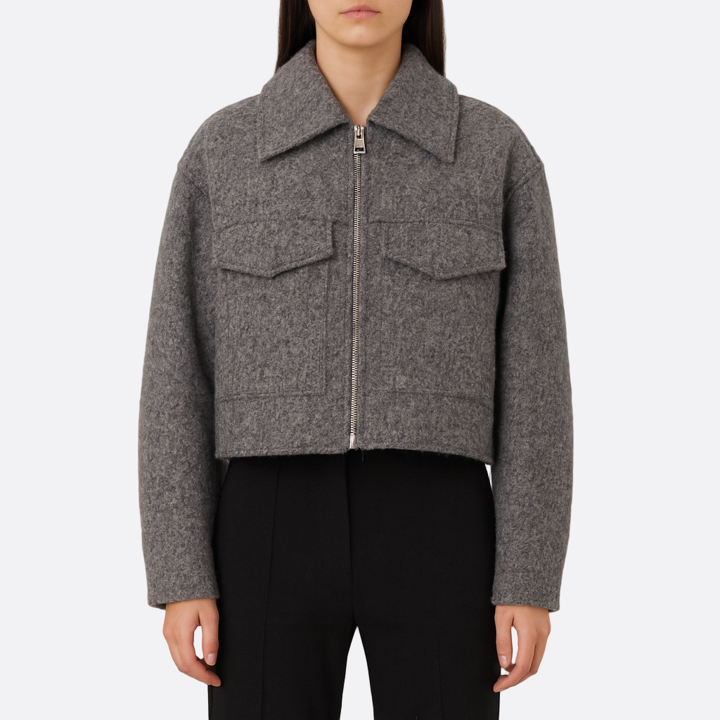 Damen - Strukturierte Kurzjacke - Wolle Design - Modischer Begleiter für jede Gelegenheit