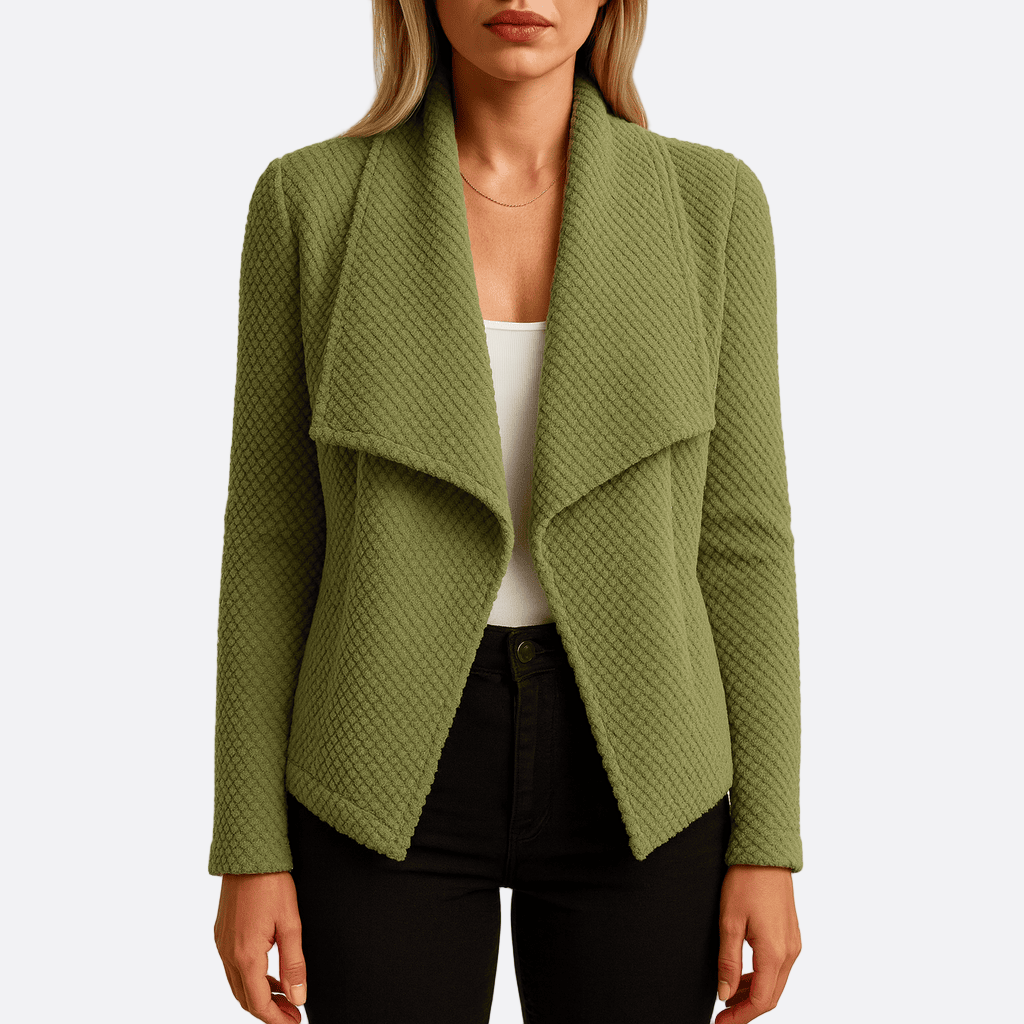 Damen - Strukturierte Strick Blazer Jacke - Lockere Passform - Stilvolle und bequeme Alltagsmode