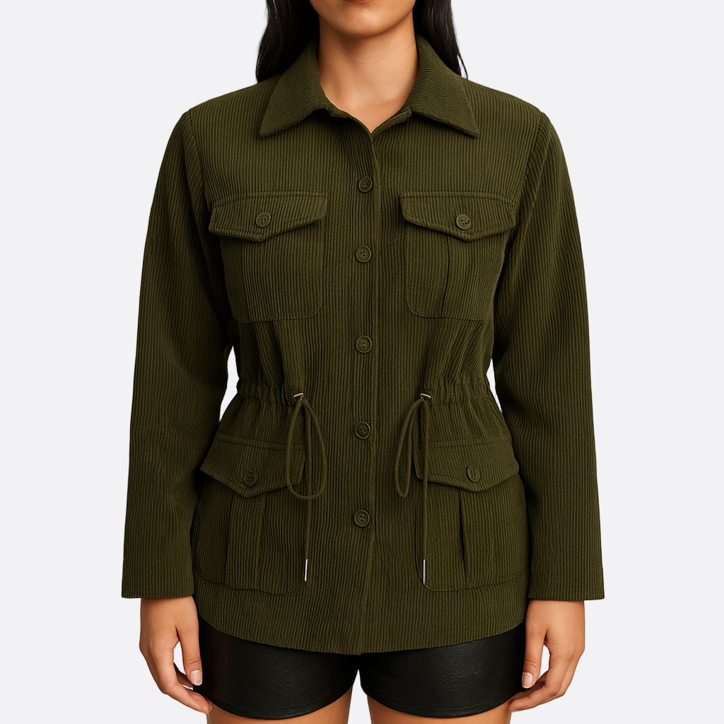 Damen - Stylische Cordjacke - Taschen - Komfortabler und modischer Look für jeden Anlass