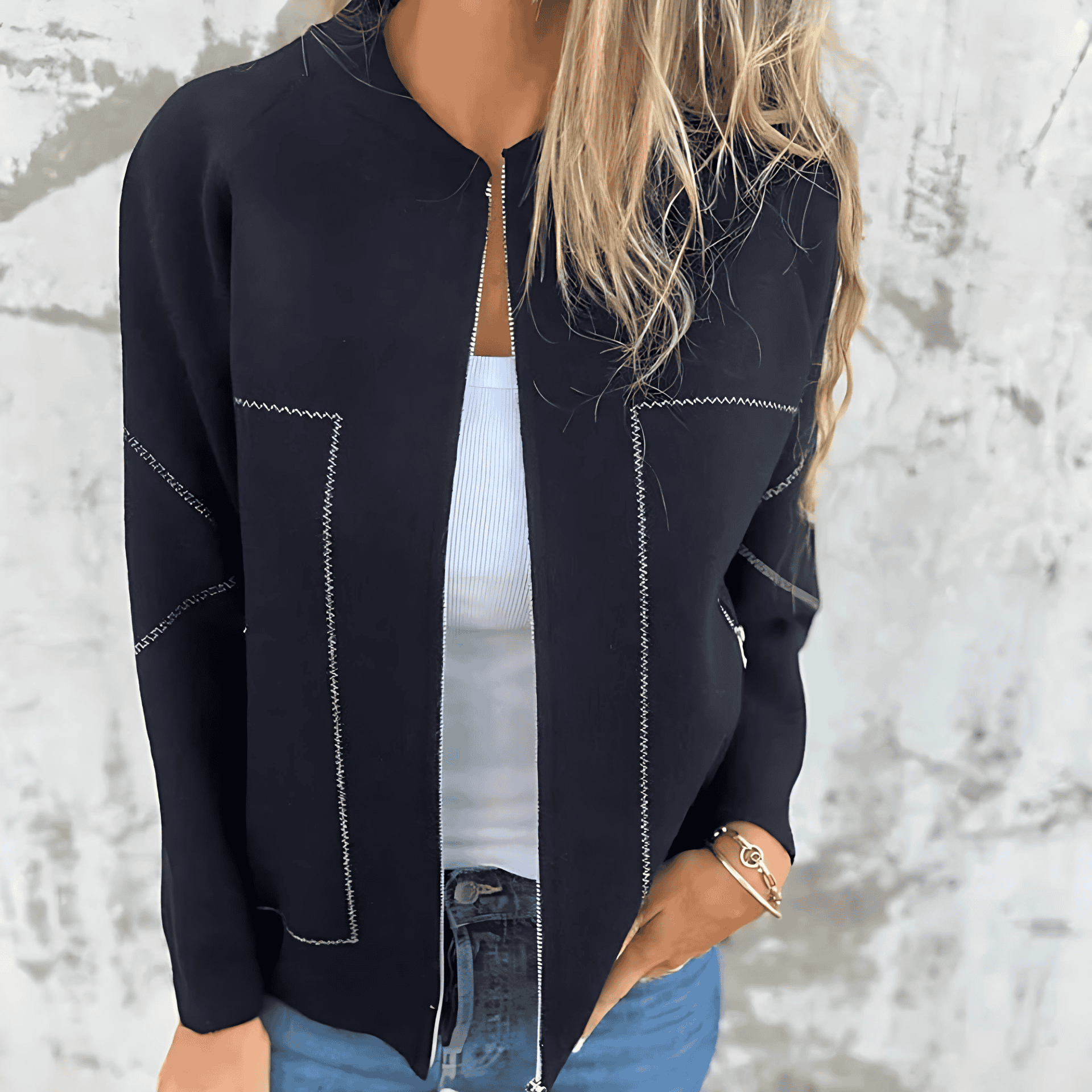 Damen - Stylische Jacke - Reißverschluss - Bequemer Stoff - Perfekt für jeden Anlass