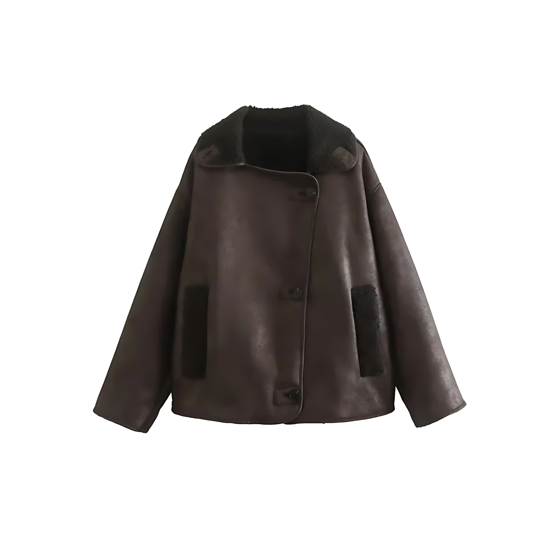 Damen - Stylische Langarm Revers Jacke - Eleganter Winterlook - Bequem und Warm