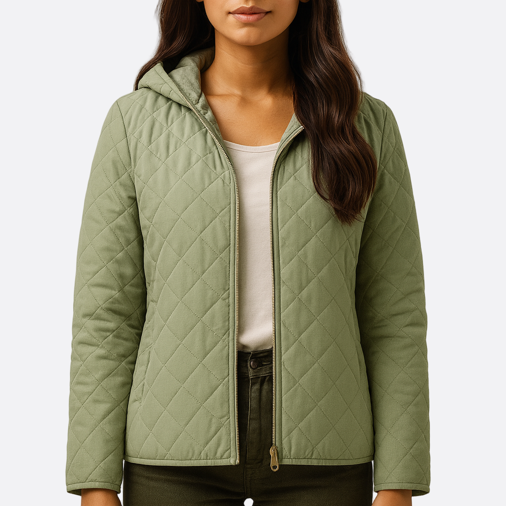 Damen - Stylische gesteppte Pufferjacke - Kapuze - Warm, Bequem und Trendy für den Winter