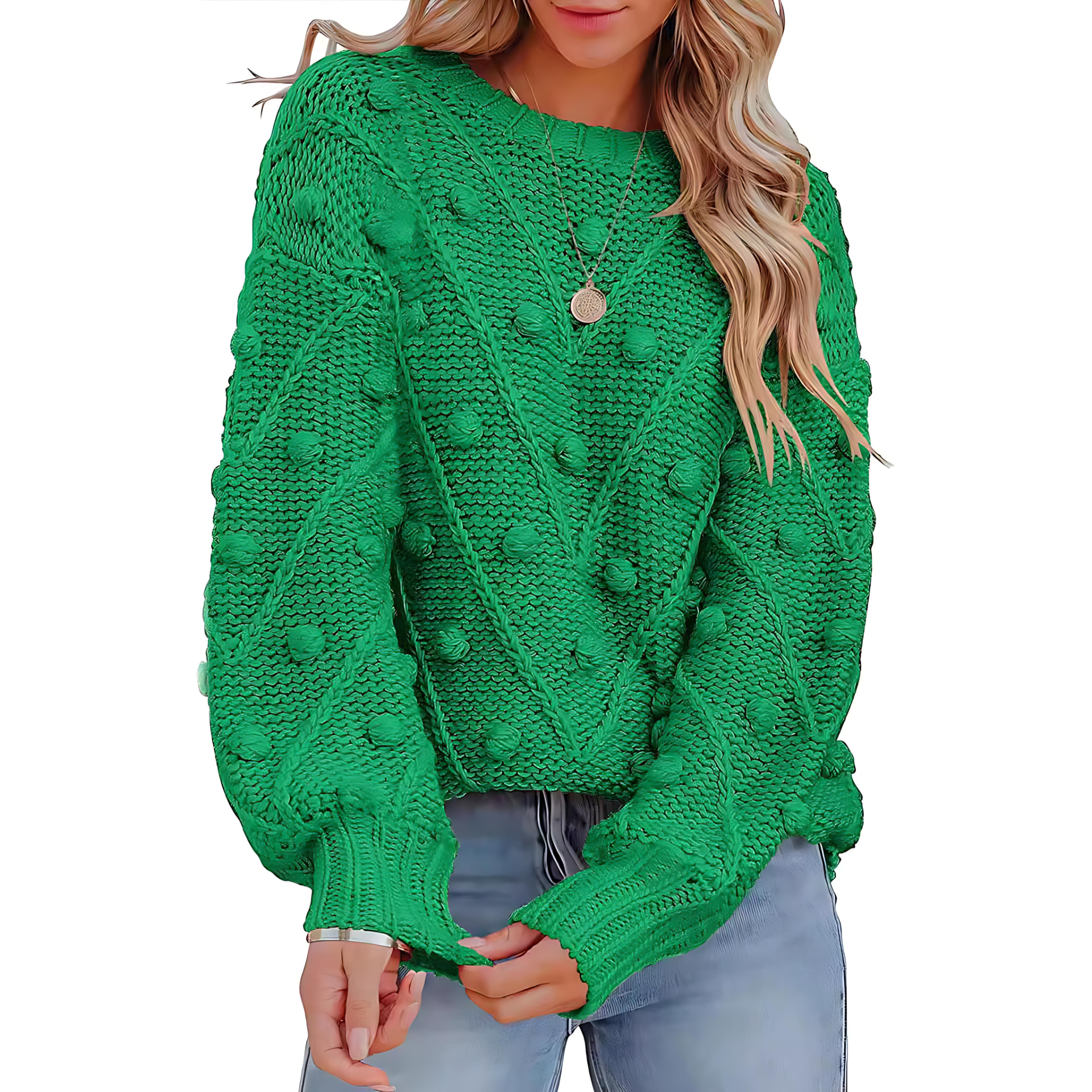 Damen - Stylischer Strickpullover - Modisches 3D-Muster - Bequem und Trendy