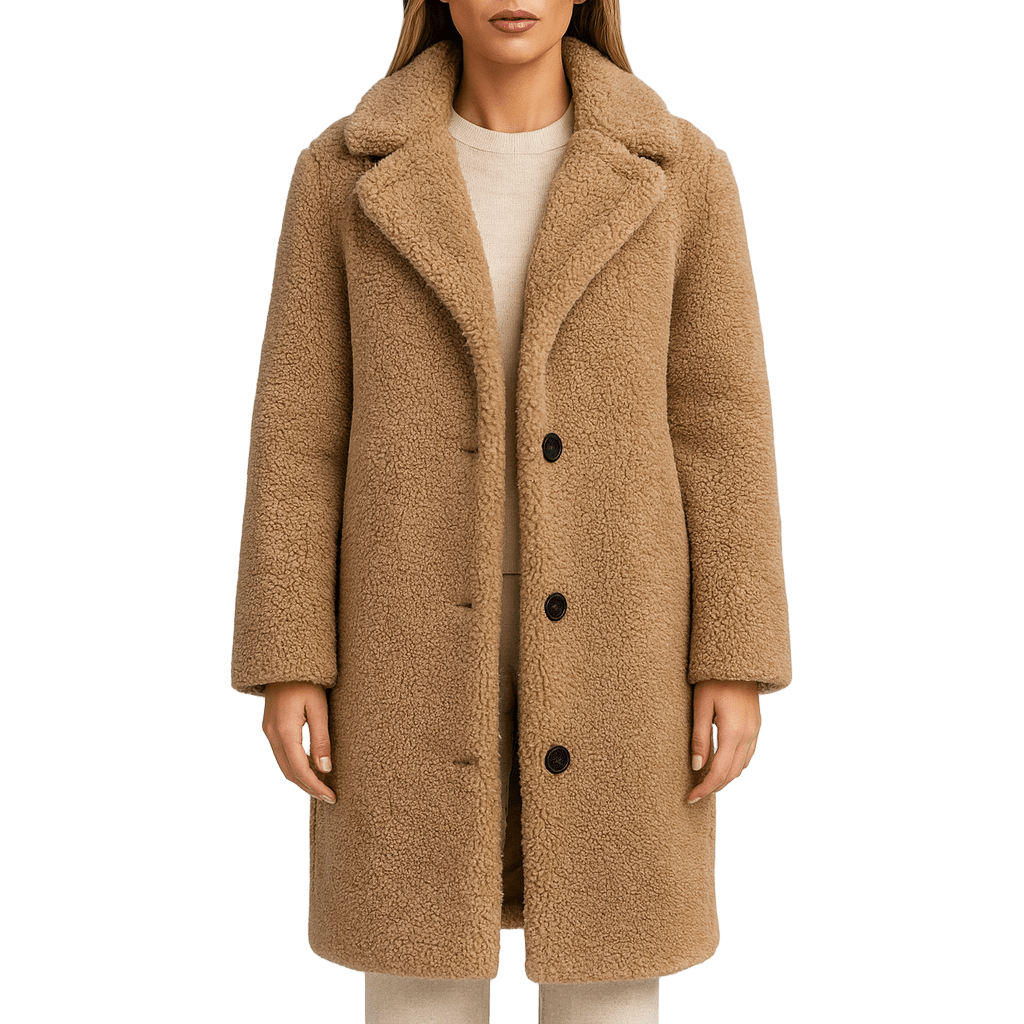 Damen - Teddy Mantel - Kunst-Shearling - Übergröße - Kuscheliger Warmhalter für kalte Tage