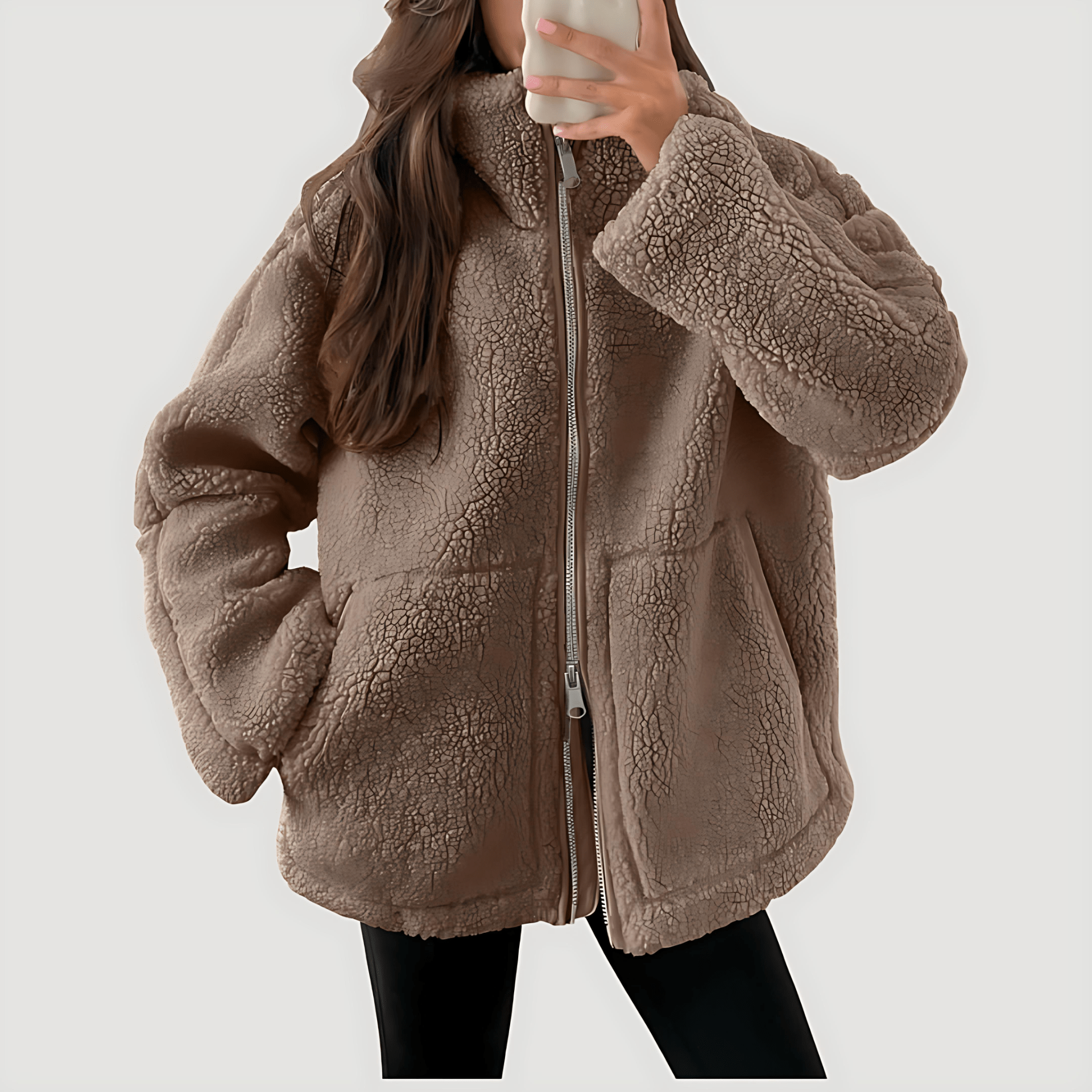 Damen - Teddy Zip Up Fleecejacke - Warm und kuschelig - Perfekt für den Winter