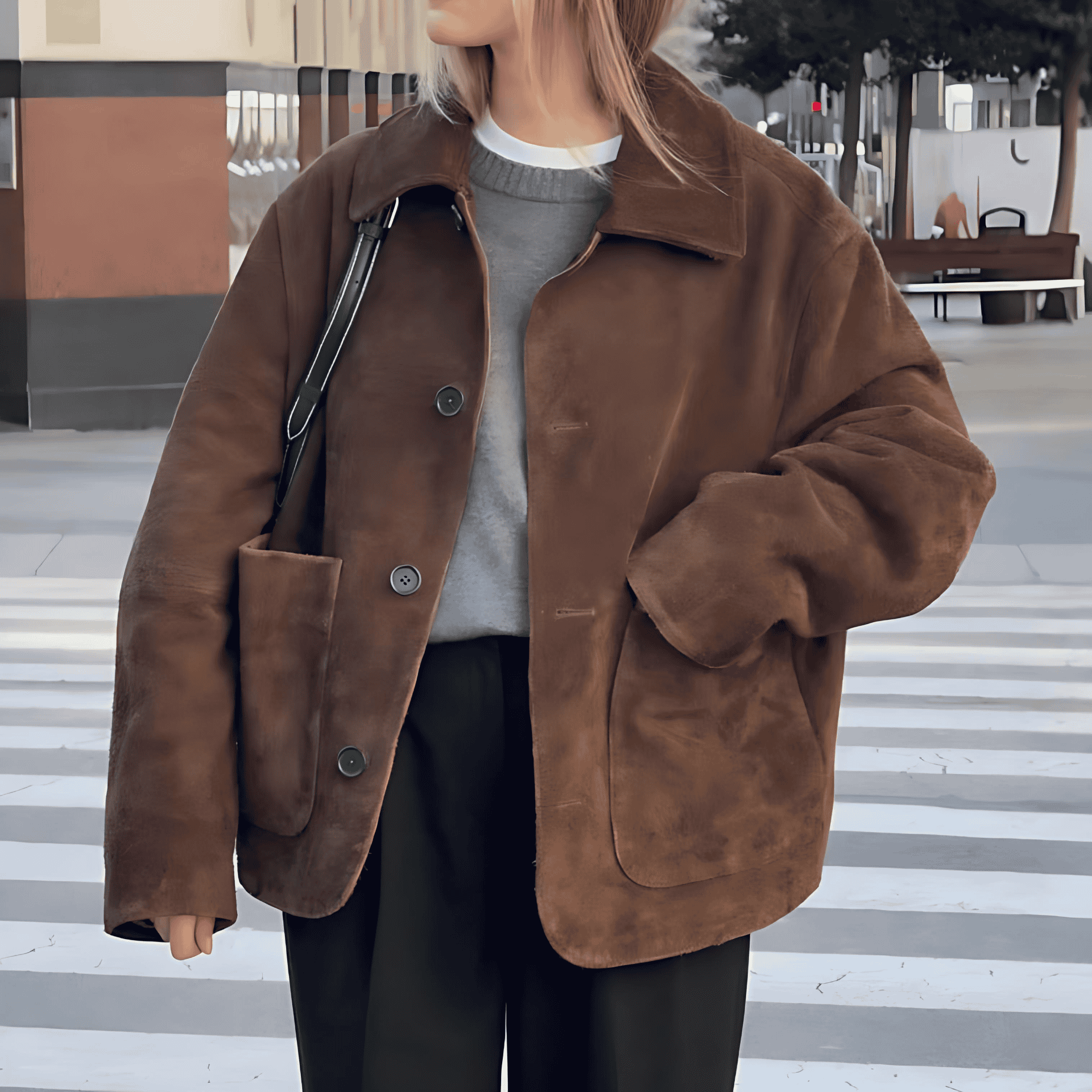 Damen - Teddyjacke - Übergröße - Weicher Stoff - Knopfverschluss - Bequeme und trendige Jacke