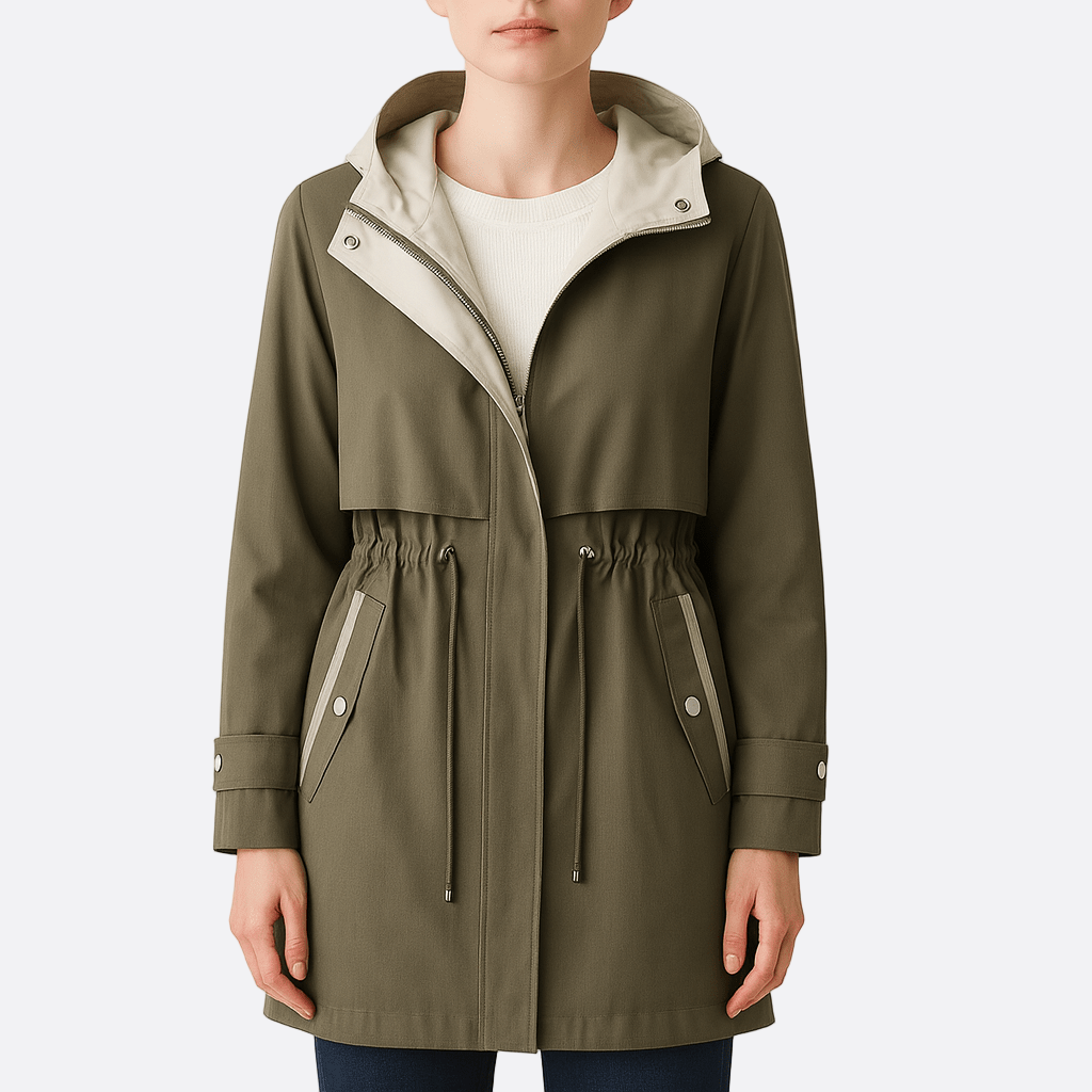 Damen - Trenchcoat mit Kapuze - Wasserdichter - Moderner Stil für jeden Anlass