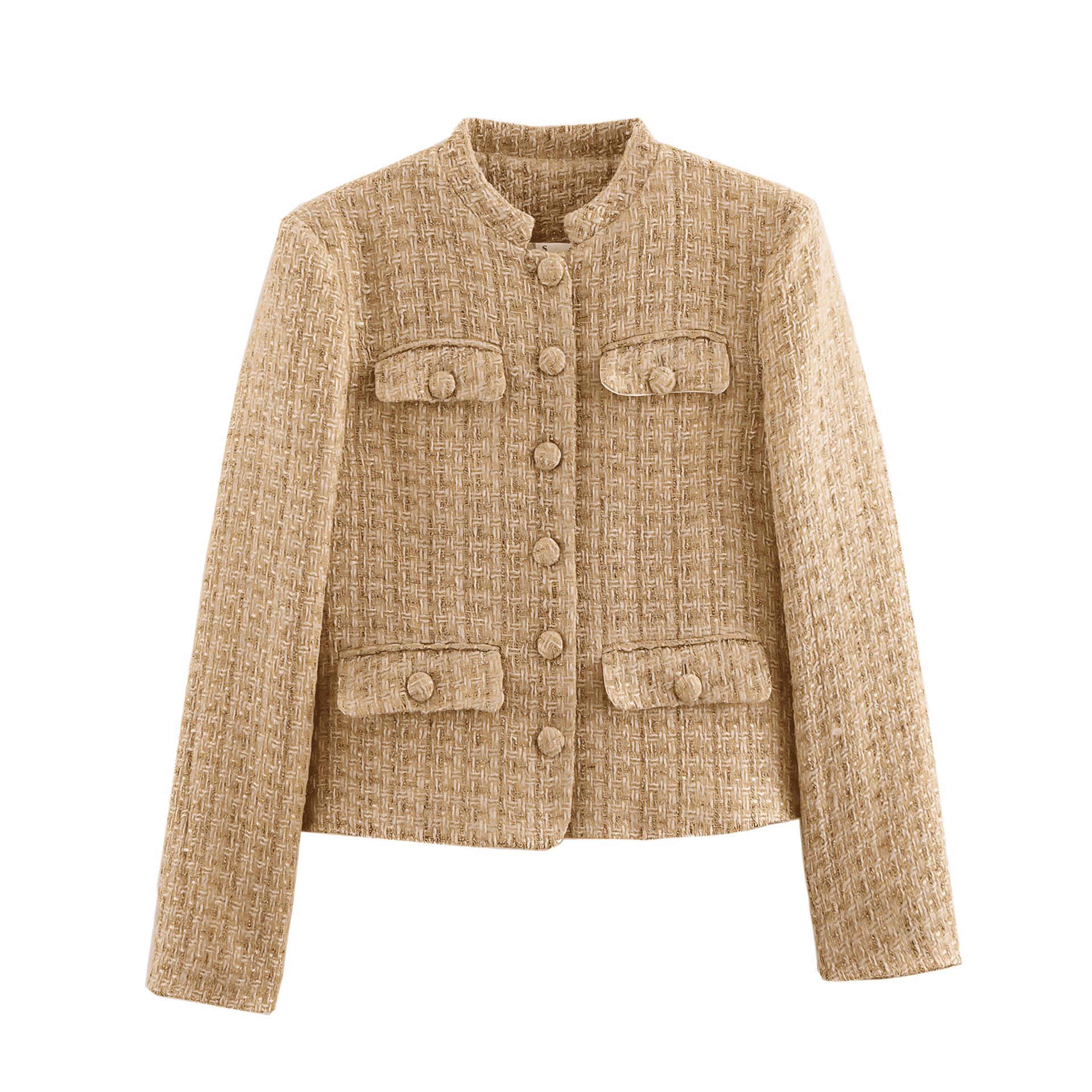 Damen - Tweed-Blazer Jacke - Eleganten Knopfdetails - Stylische mode für jeden Anlass