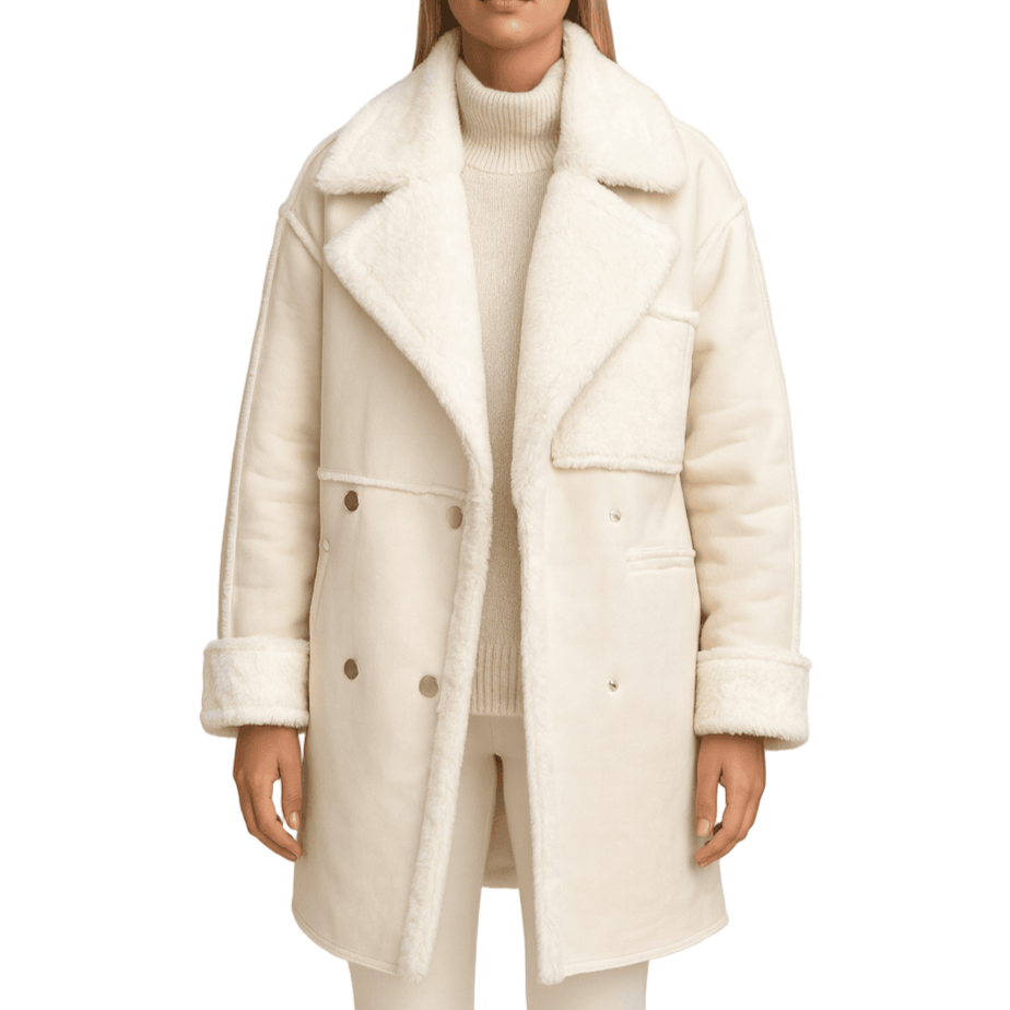 Damen - Übergroßer Mantel - Kunstfell - Knielang und stylisch - Perfekte Winterjacke für kalte Tage
