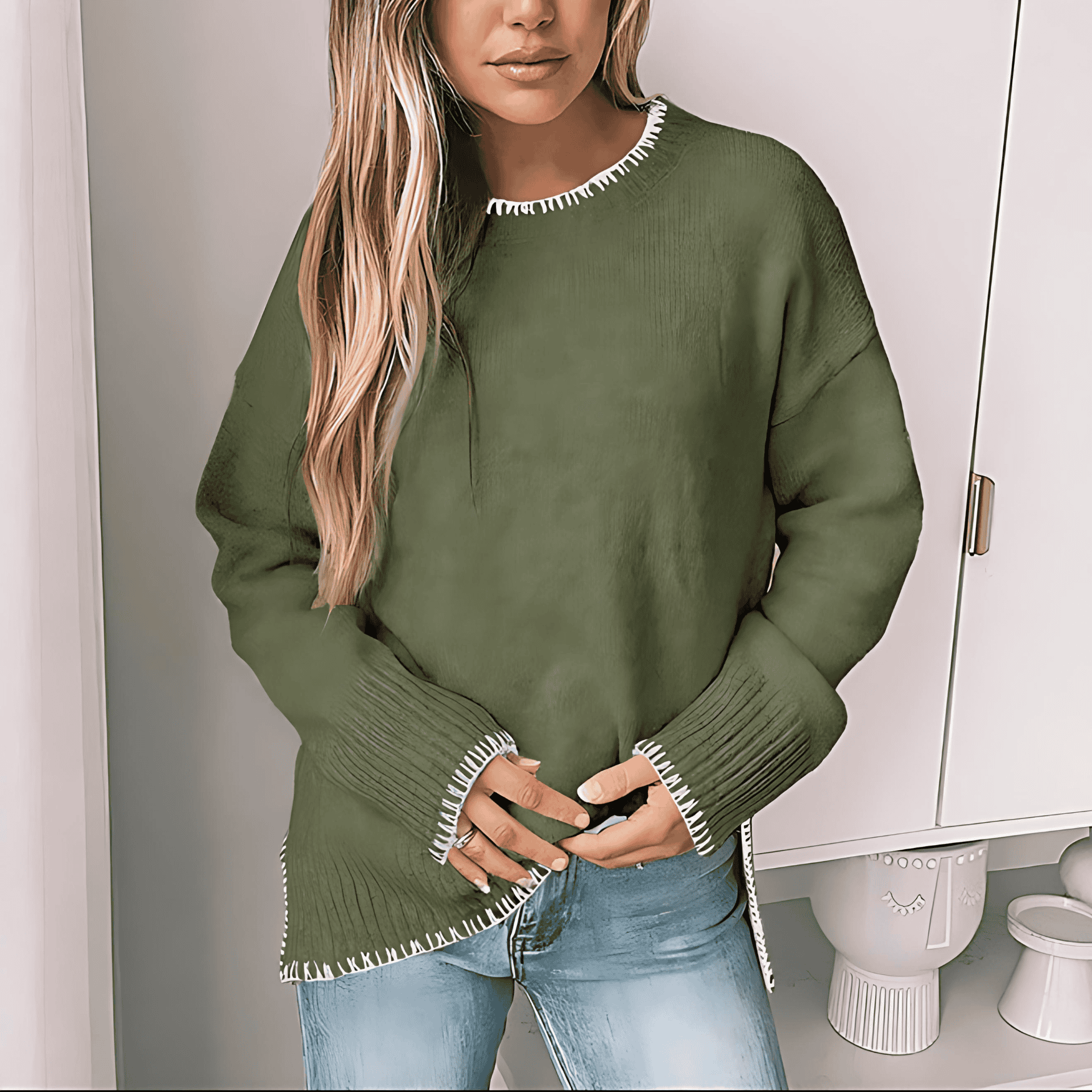 Damen - Übergroßer Strickpullover - Kuscheliger Stil - Perfekt für jeden Anlass