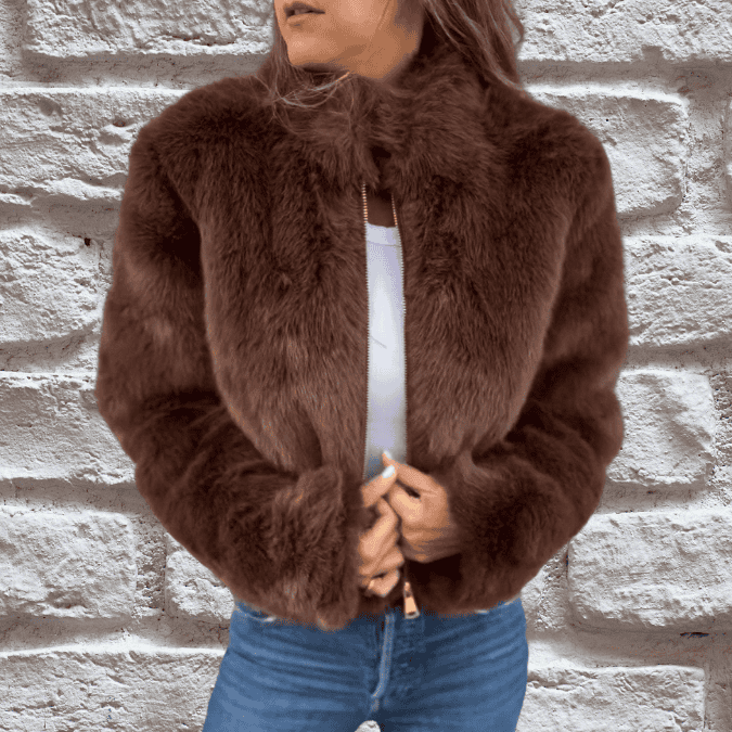 Damen - Warmer Herbstmantel - Hohe Kragen - Eleganter Stil für Komfort und Stil
