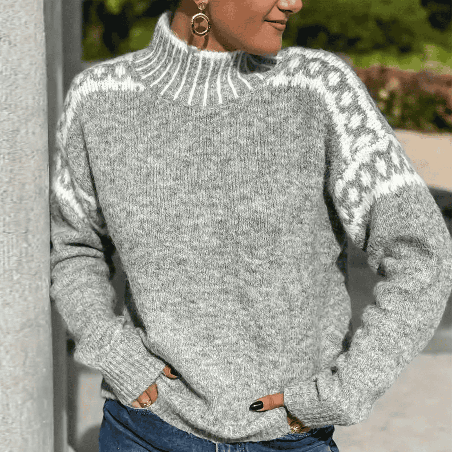 Damen - Weicher Strickpullover - Bequemer Materialmix - Stylischer Pullover für jeden Anlass