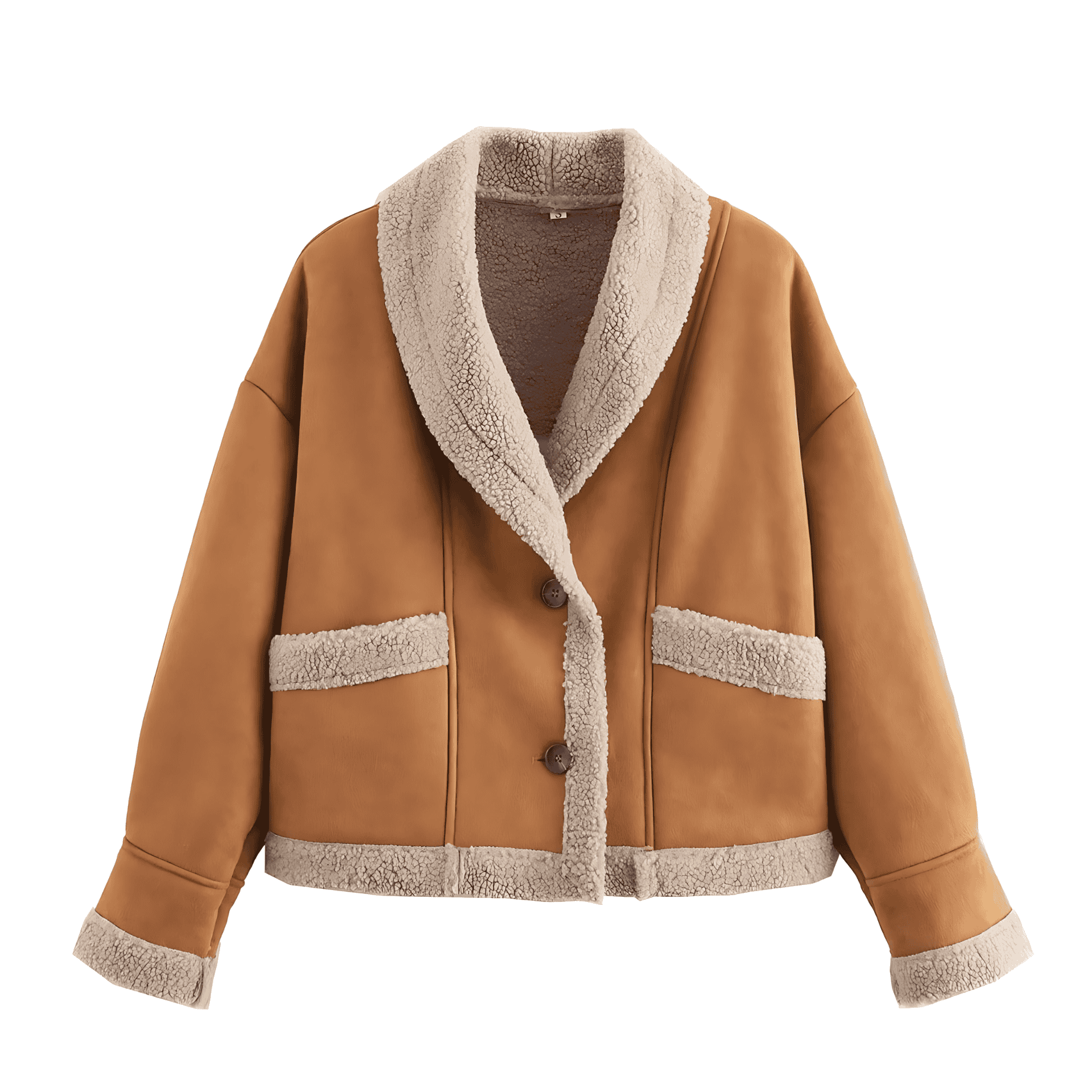 Damen - Weit geschnittene Teddyjacke - Knopfdetails - Kuscheliger Stil für kalte Tage