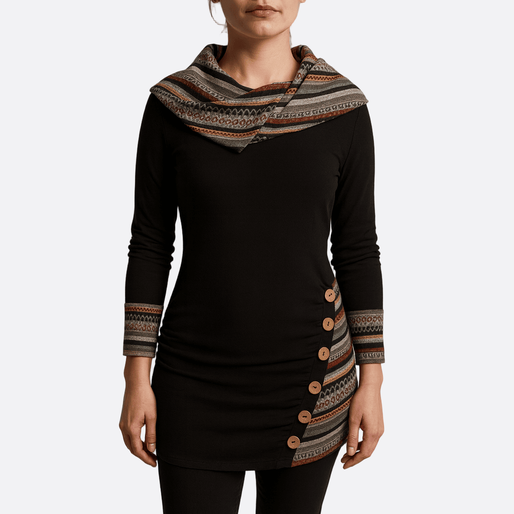 Damen - Winter Sweatshirt - Kapuze im Ethno-Stil - Bequem, Warm und Trendy für kalte Tage