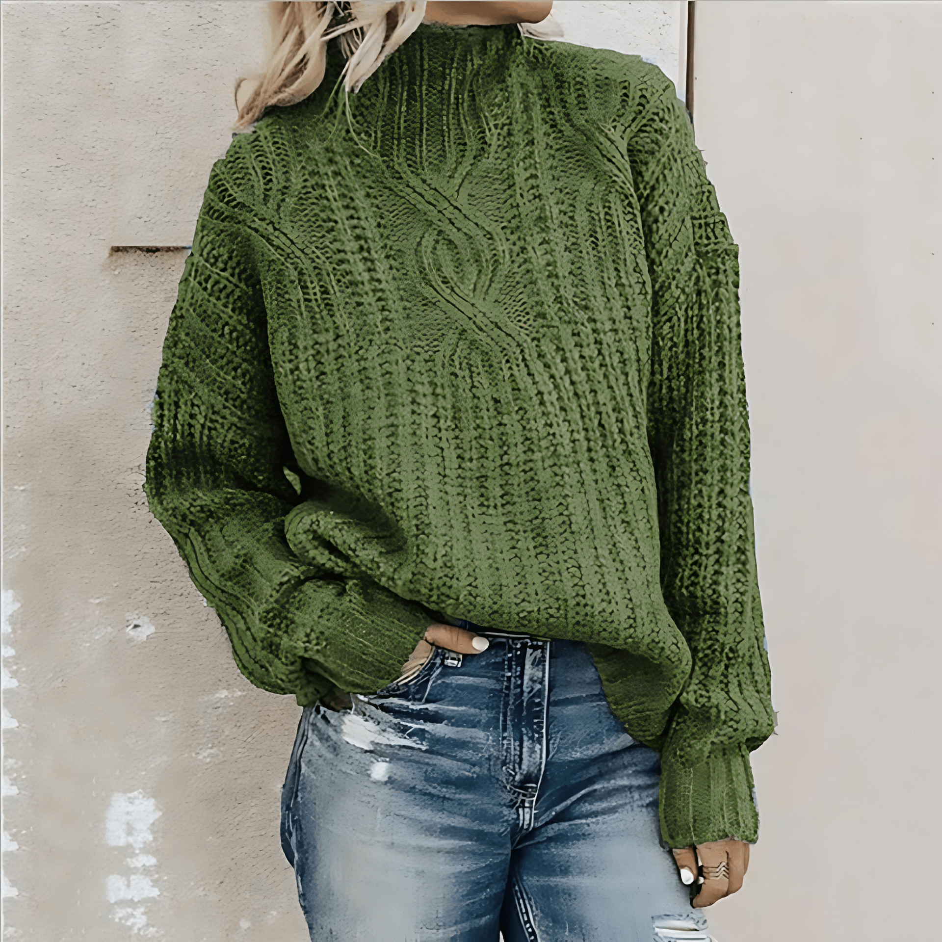 Damen - Winterpullover - Zopfmuster - Gemütlicher Stil für warme Tage