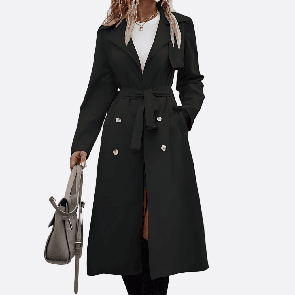 Damen - Zweireihiger Trenchcoat - Klassischer Stil - Eleganter Übergangsmantel für jede Gelegenheit