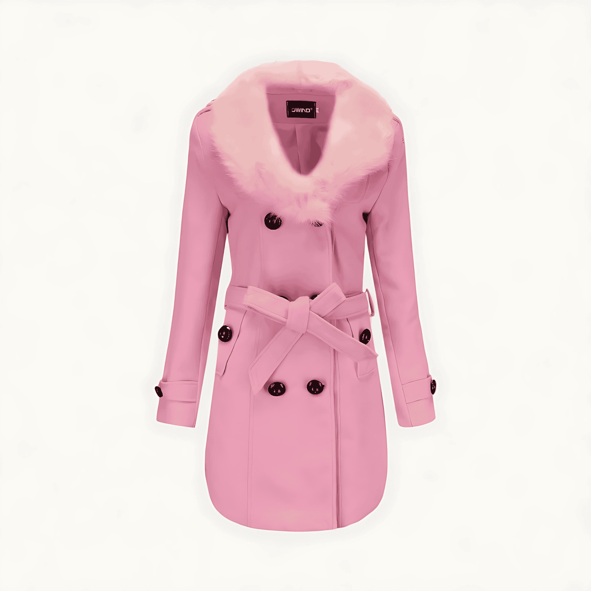 Damen - Zweireihiger Trenchcoat - Kunstpelzkragen - Stilvoller Übergangs-Mantel für jeden Anlass