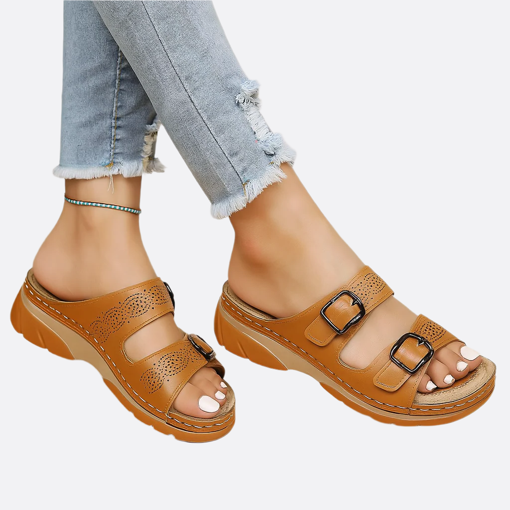 Damen - Bequeme Ledersandalen - Stylisches Design für jeden Tag - Ideal für Sommer und Freizeit
