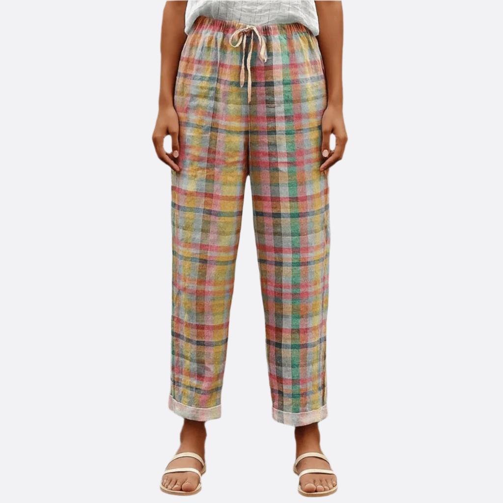 Damen - Bequeme karierte Hose - Weicher Stoff -  Modische Passform - Ideal für lässige Outfits