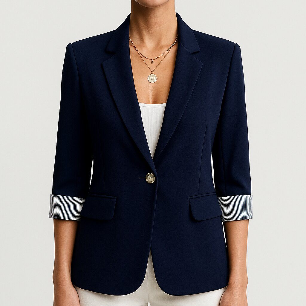 Damen - Blazer - Atmungsaktivem Stoff - Taillierte Passform mit aufrollbaren Ärmeln - Stilvoller für jeden Anlass